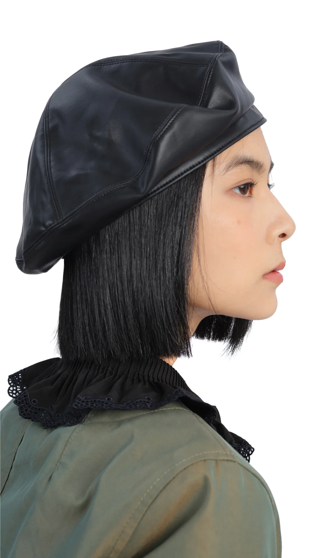 Faux Leather Fullmoon Beret - Umamrii