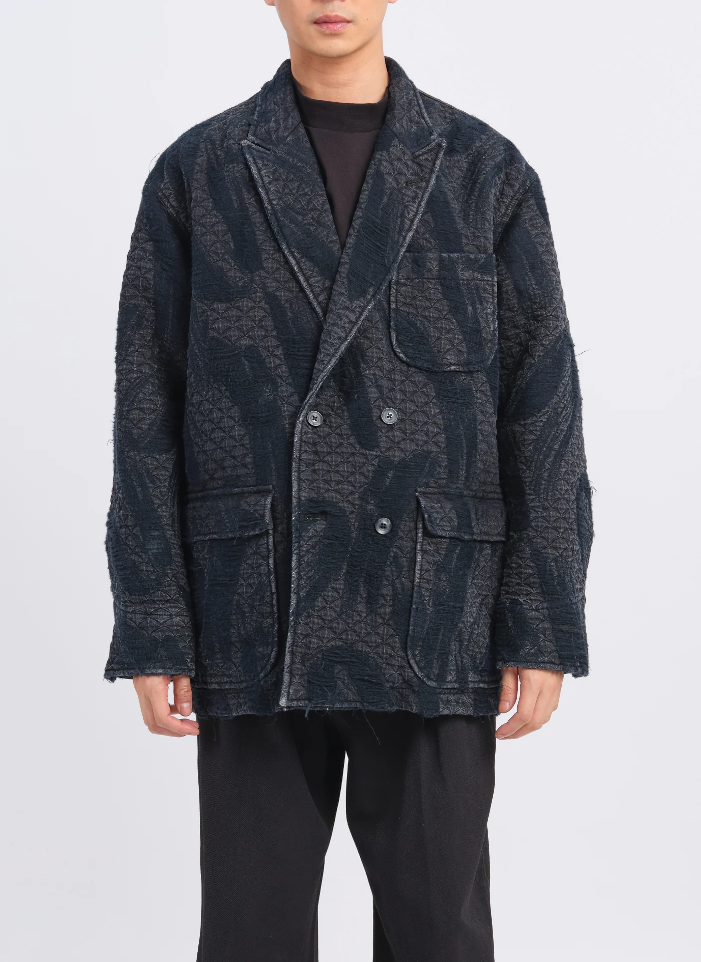 Cotton Polyester Jacquard Paisley Soft Double breasted Blazer - Umamrii