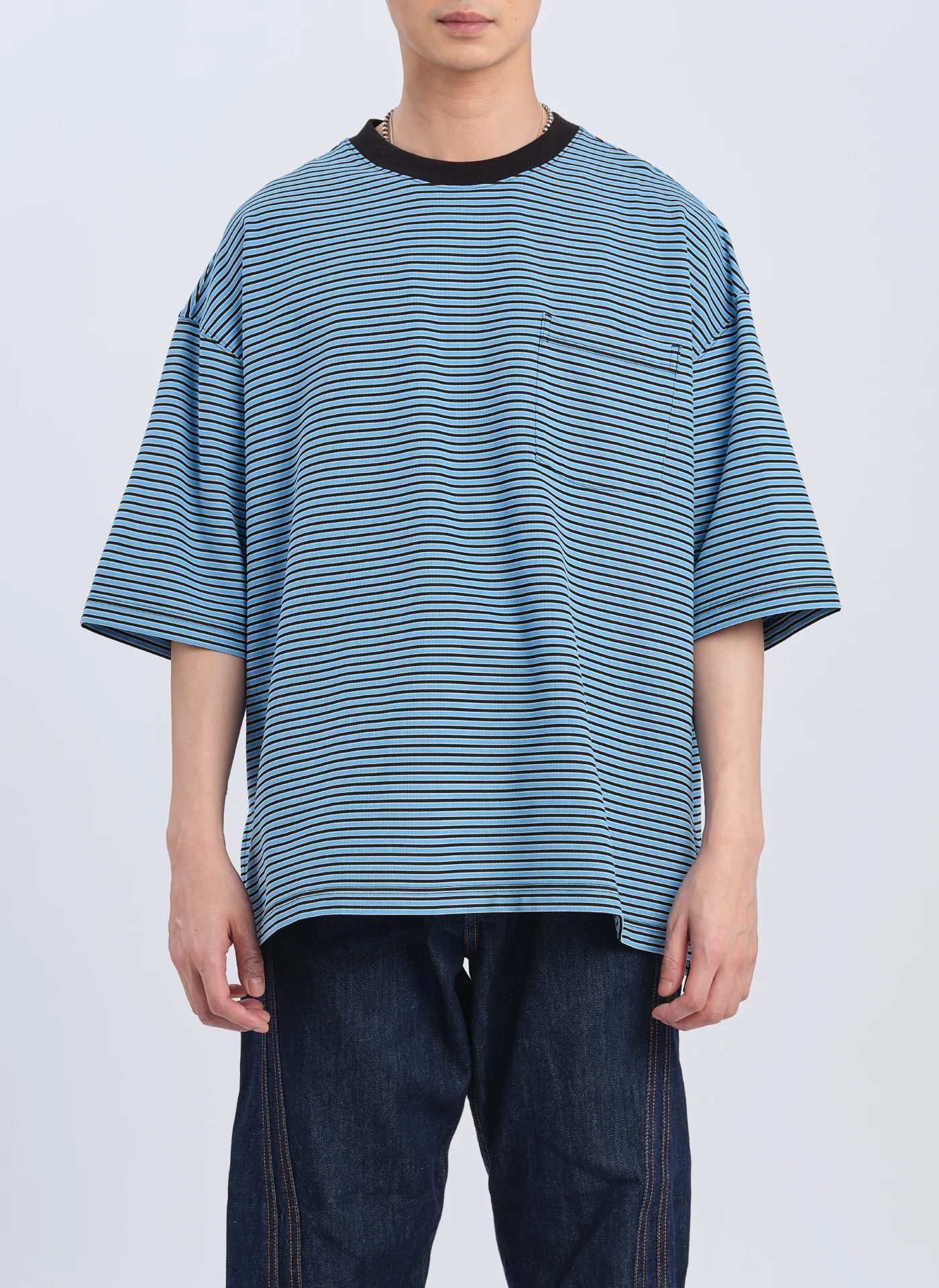 Jacquard Short Sleeves Border Top (T03) - Umamrii