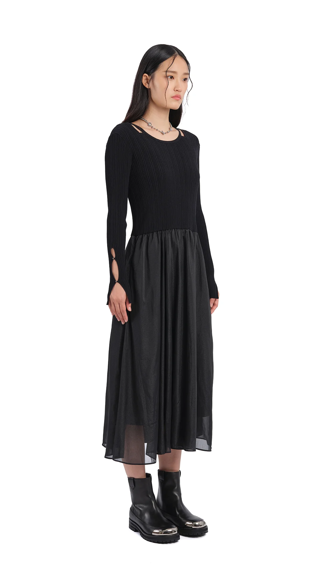 Cut-Out 2 In 1 Knit Dress - Umamrii