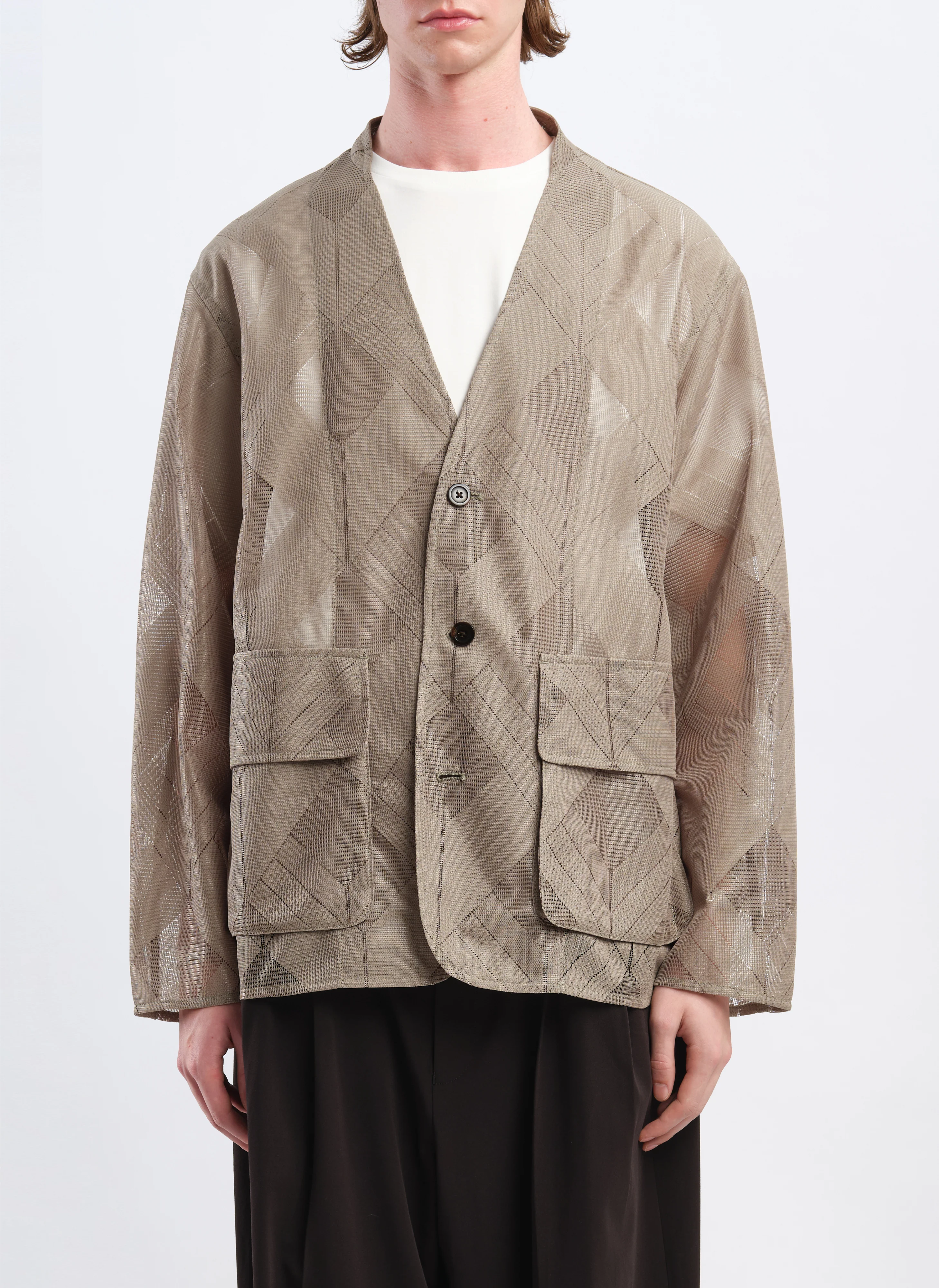 Polyester Geometric Jacquard Soft Blazer - Umamrii
