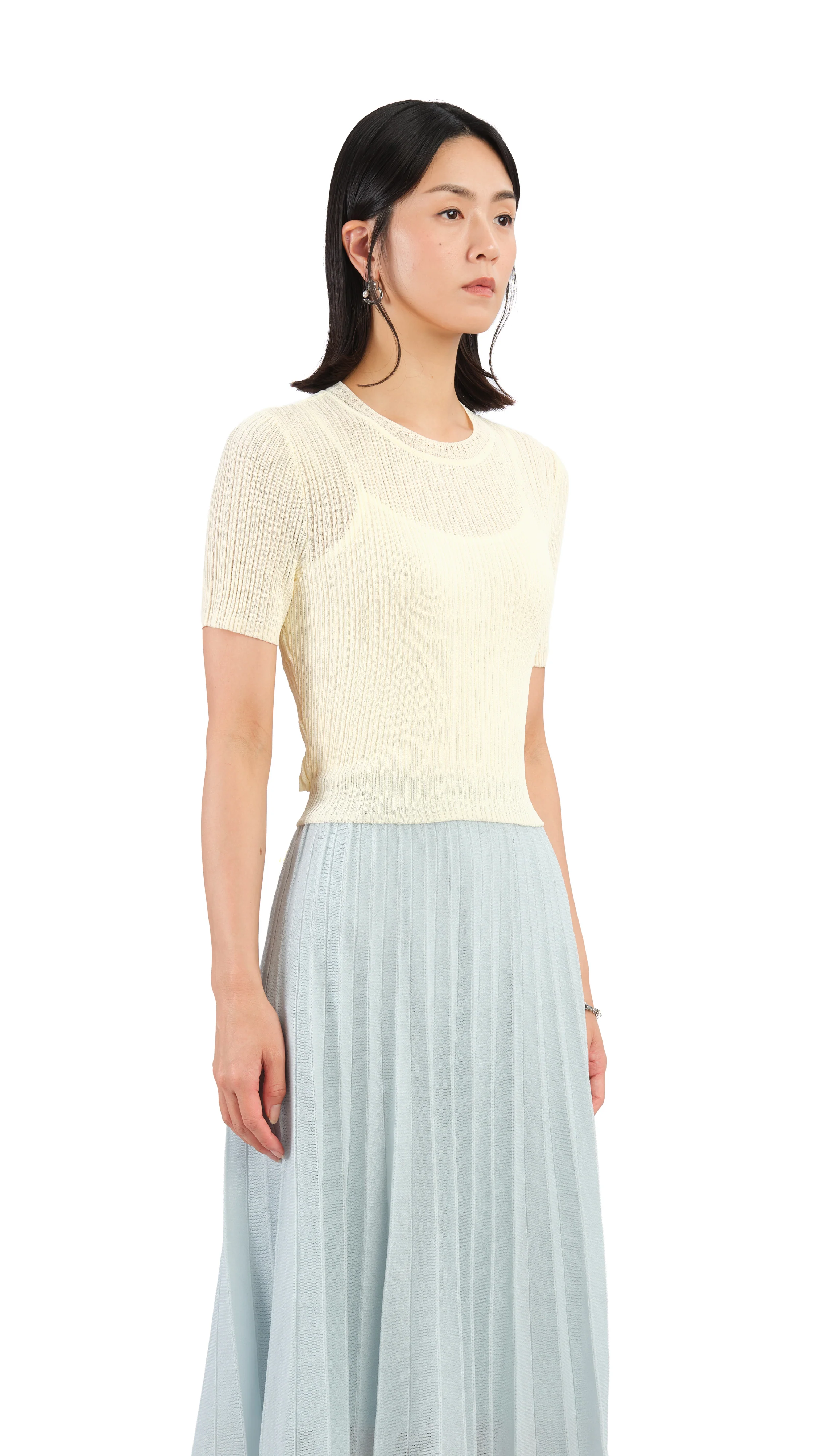 Short Sleeves Tie-Waist Sweater - Umamrii