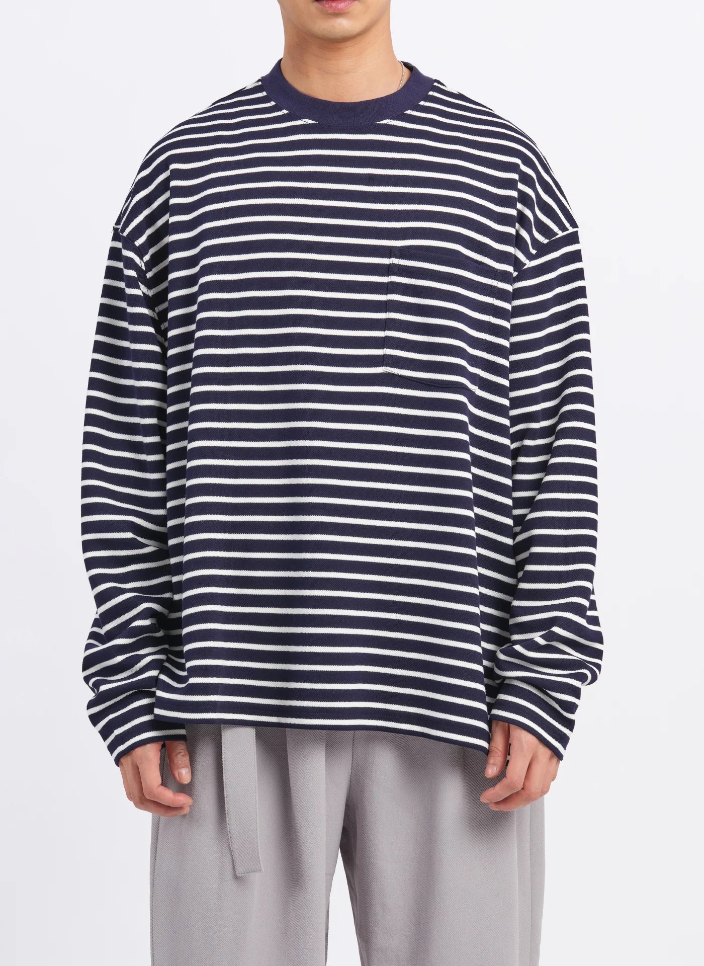 Jacquard Long Sleeves Border Top (T-06) - Umamrii