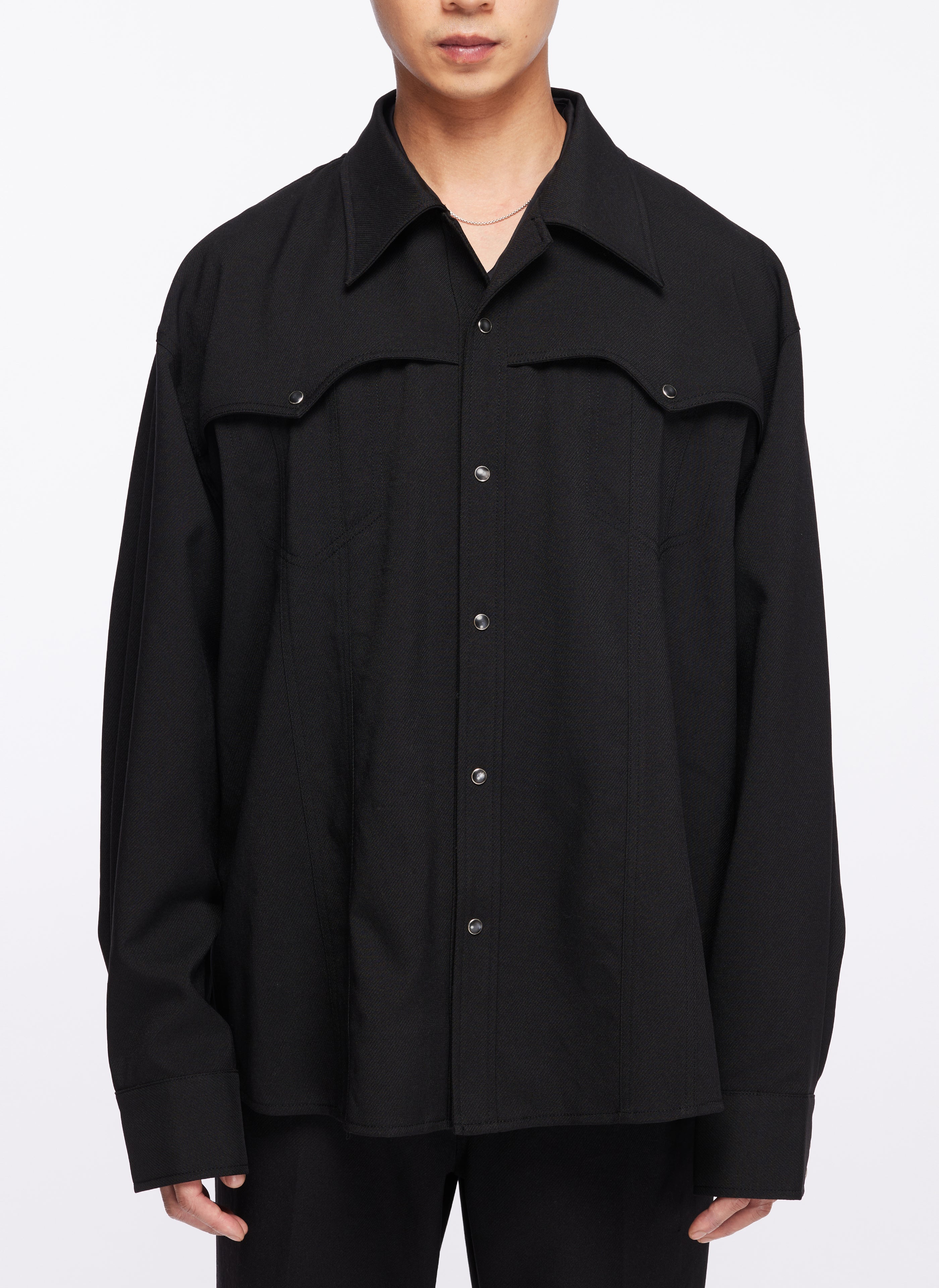 Wool Like Polyester Western Shirt Jacket - Umamrii