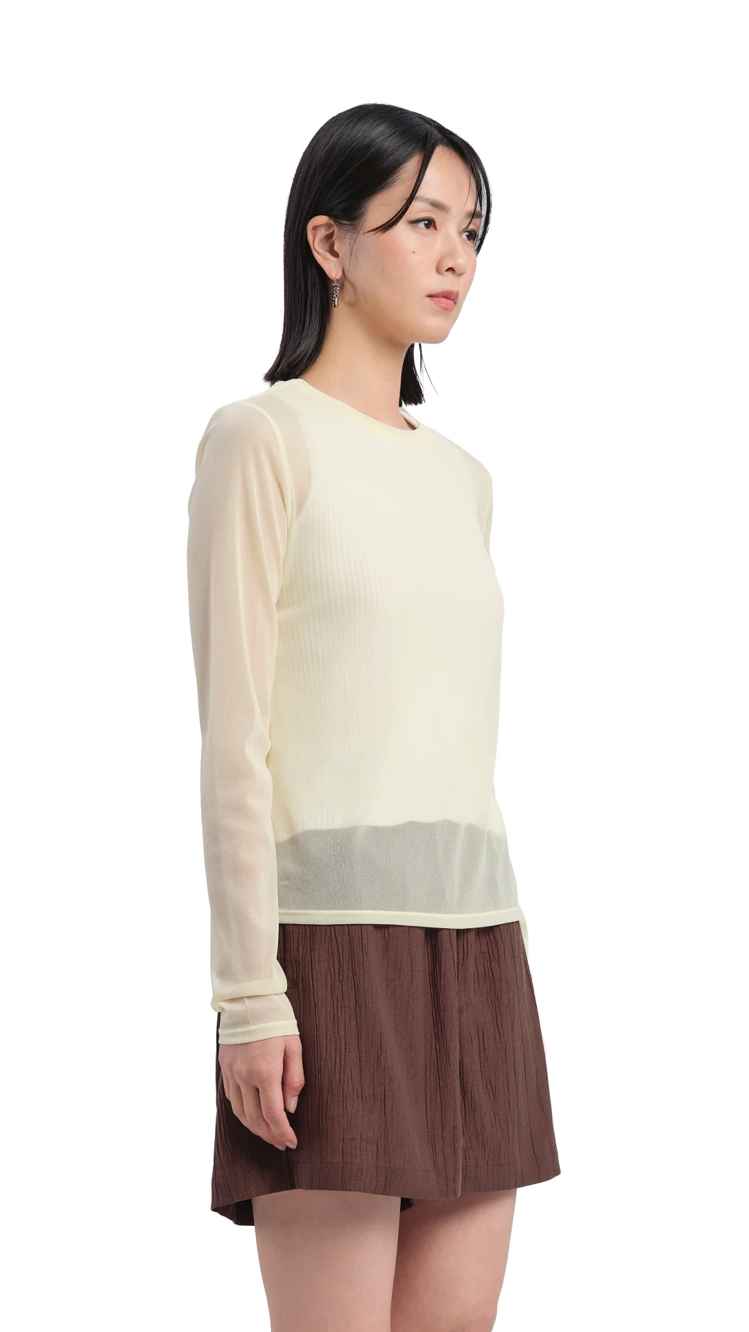 Mock-neck Sheer Top - Umamrii