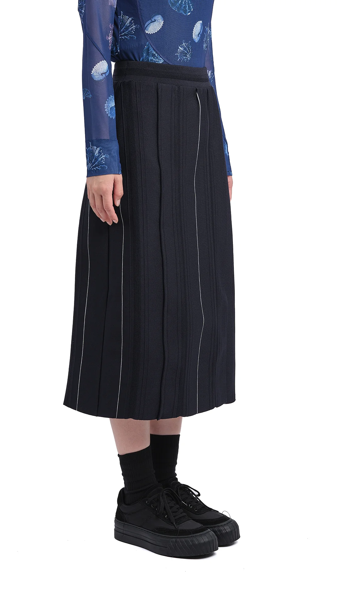 Knitted Contrast Stitch Pencil Skirt - Umamrii
