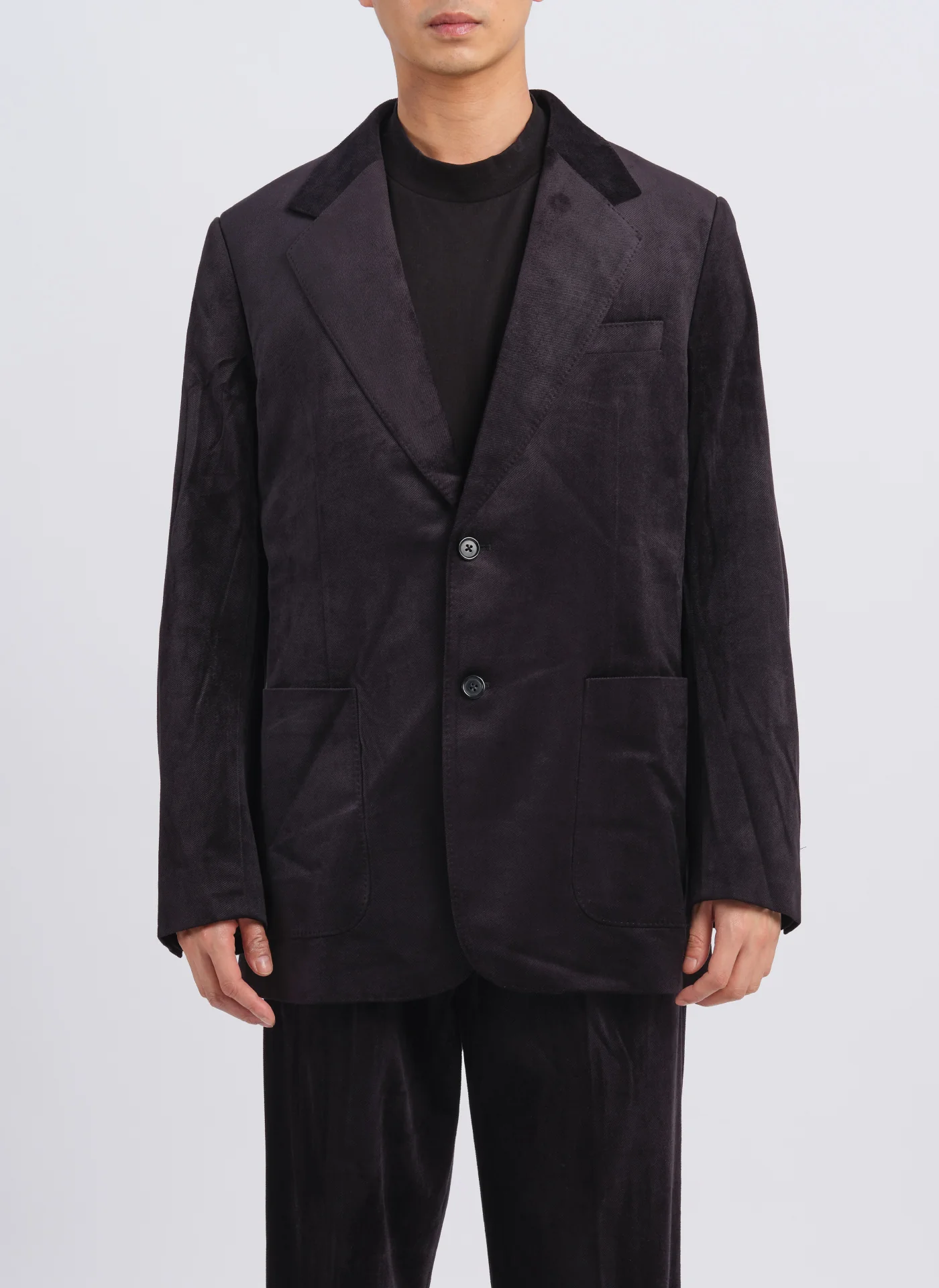 Micro Polyester Velour Twill Construction Suit Blazer - Umamrii