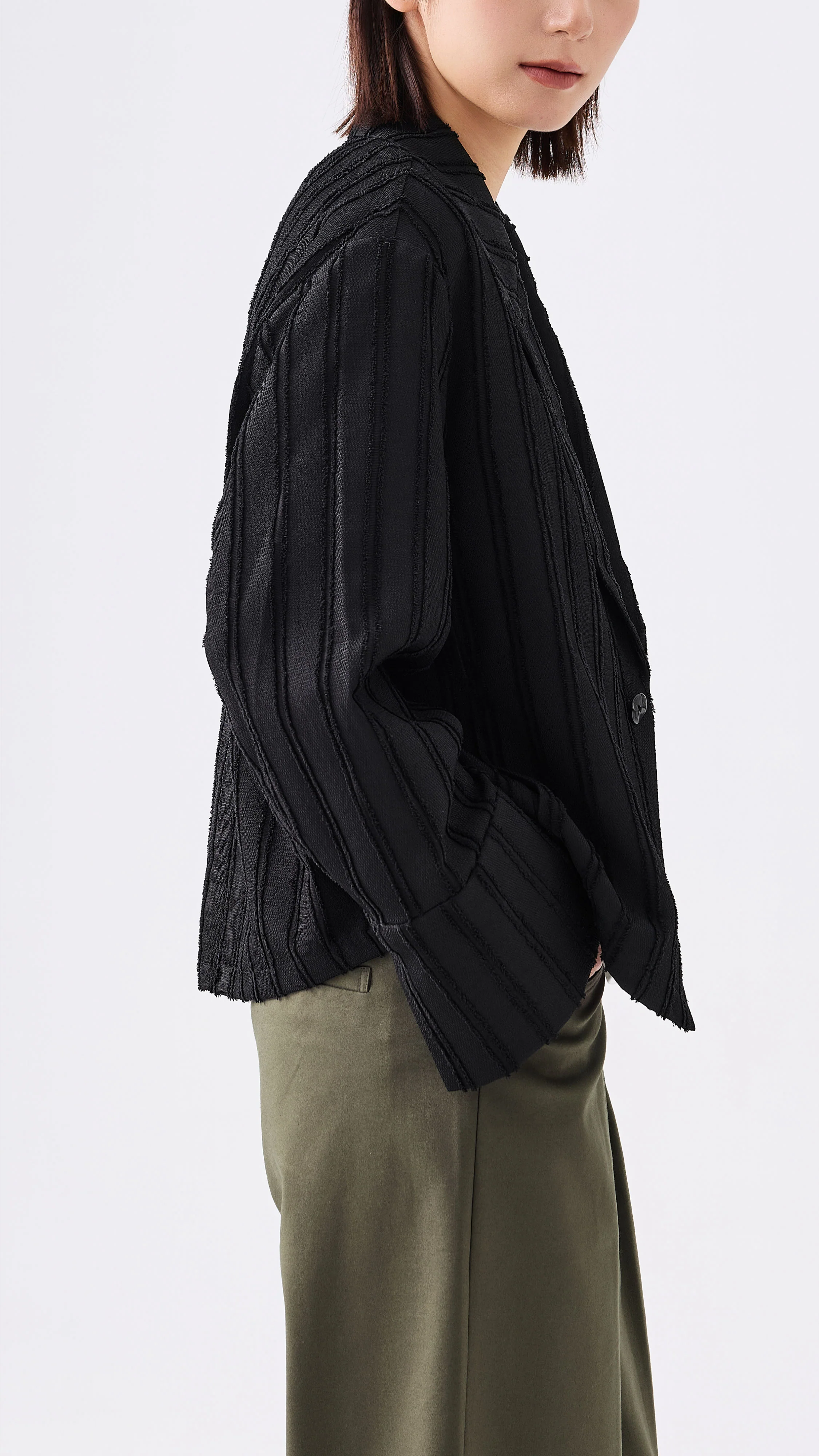 Stripe Jacquard Crop Blazer - Umamrii