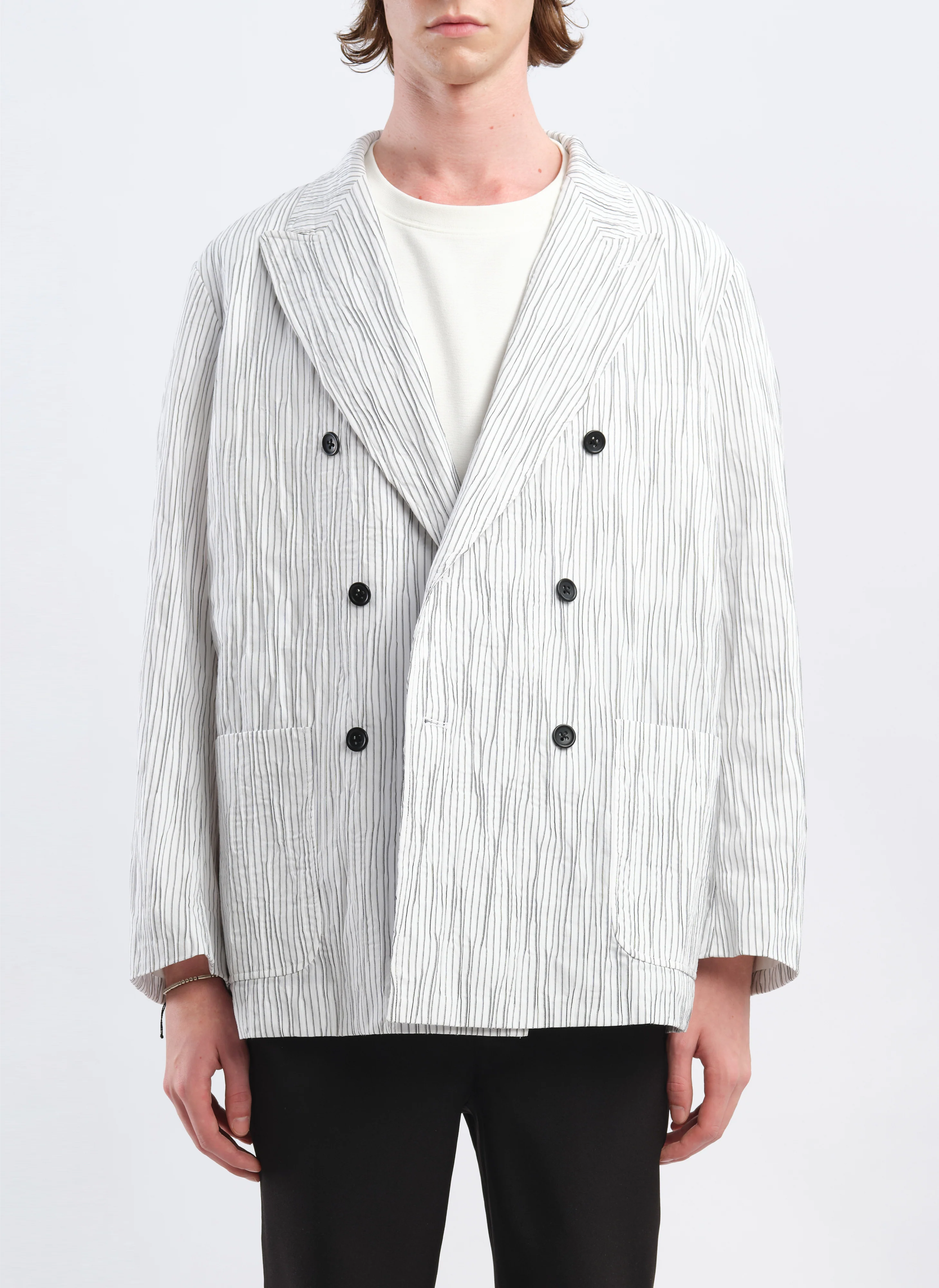 Distort Cotton Dobby Cloth Double Breasted Blazer - Umamrii
