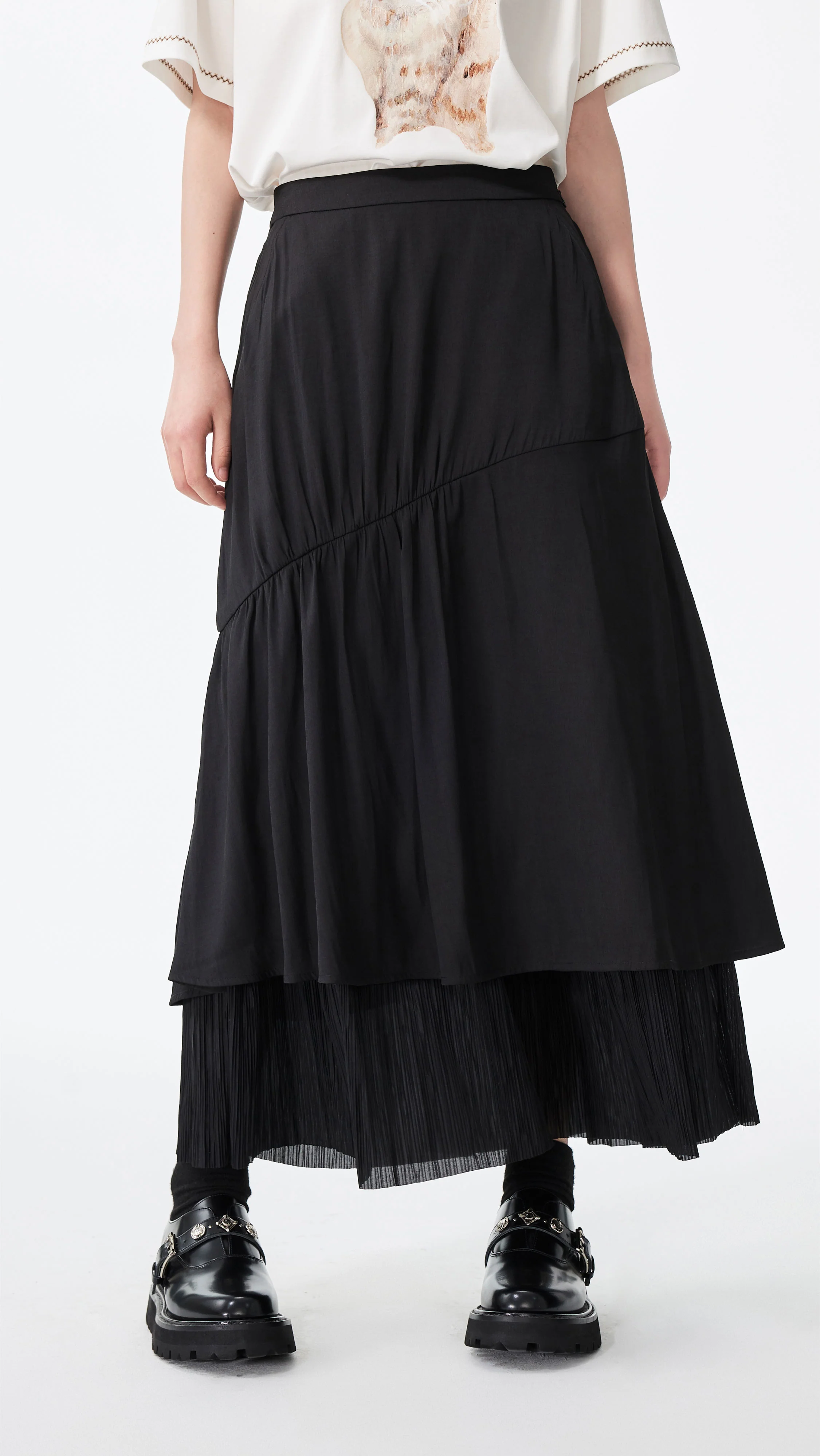 Pleated Patch Skirt - Umamrii