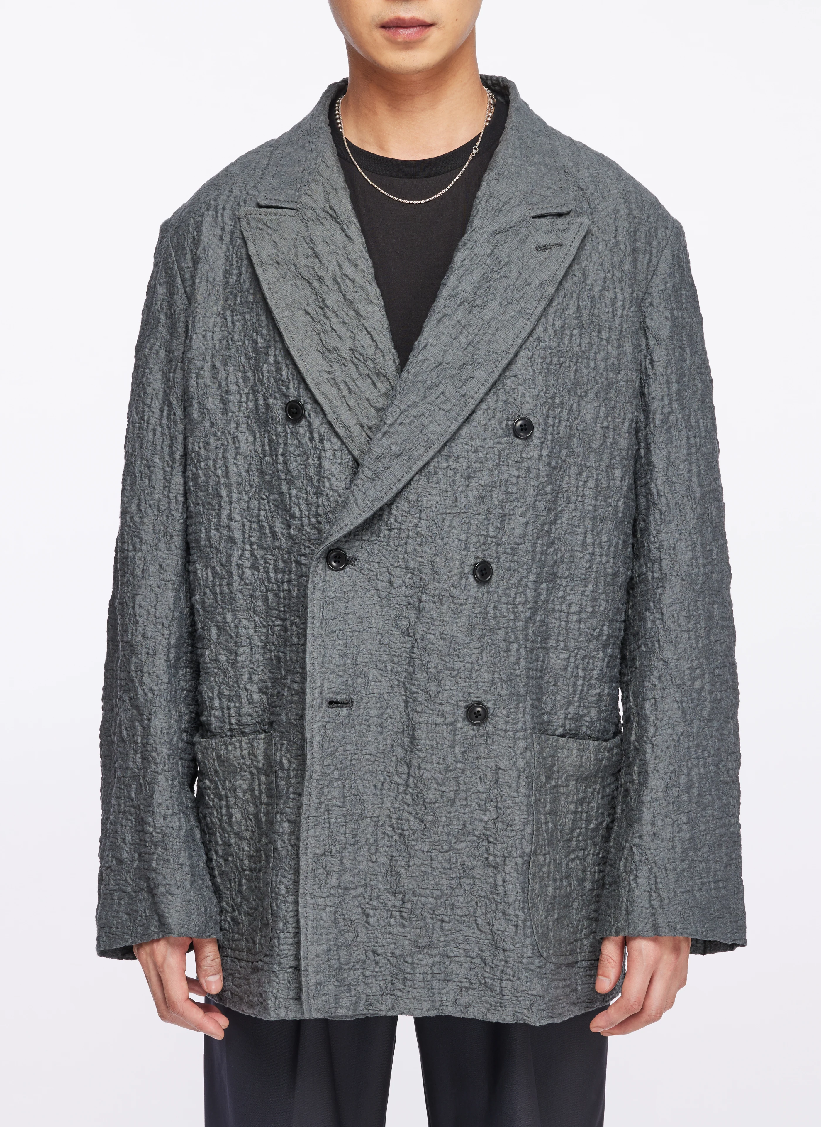 Imported Cotton Nylon Soft Double Breasted Blazer - Umamrii