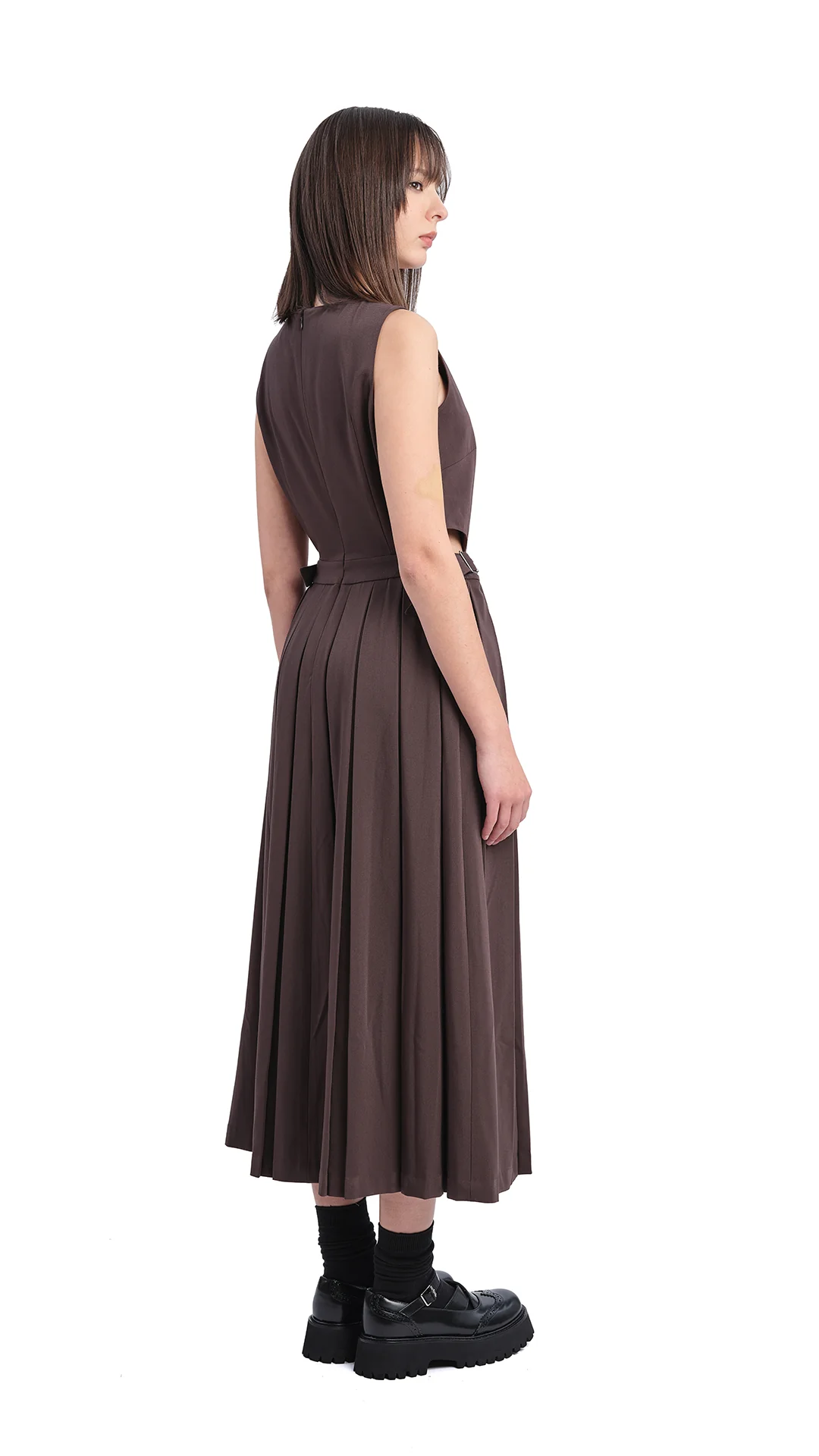 Pleated Cut-out Dress - Umamrii