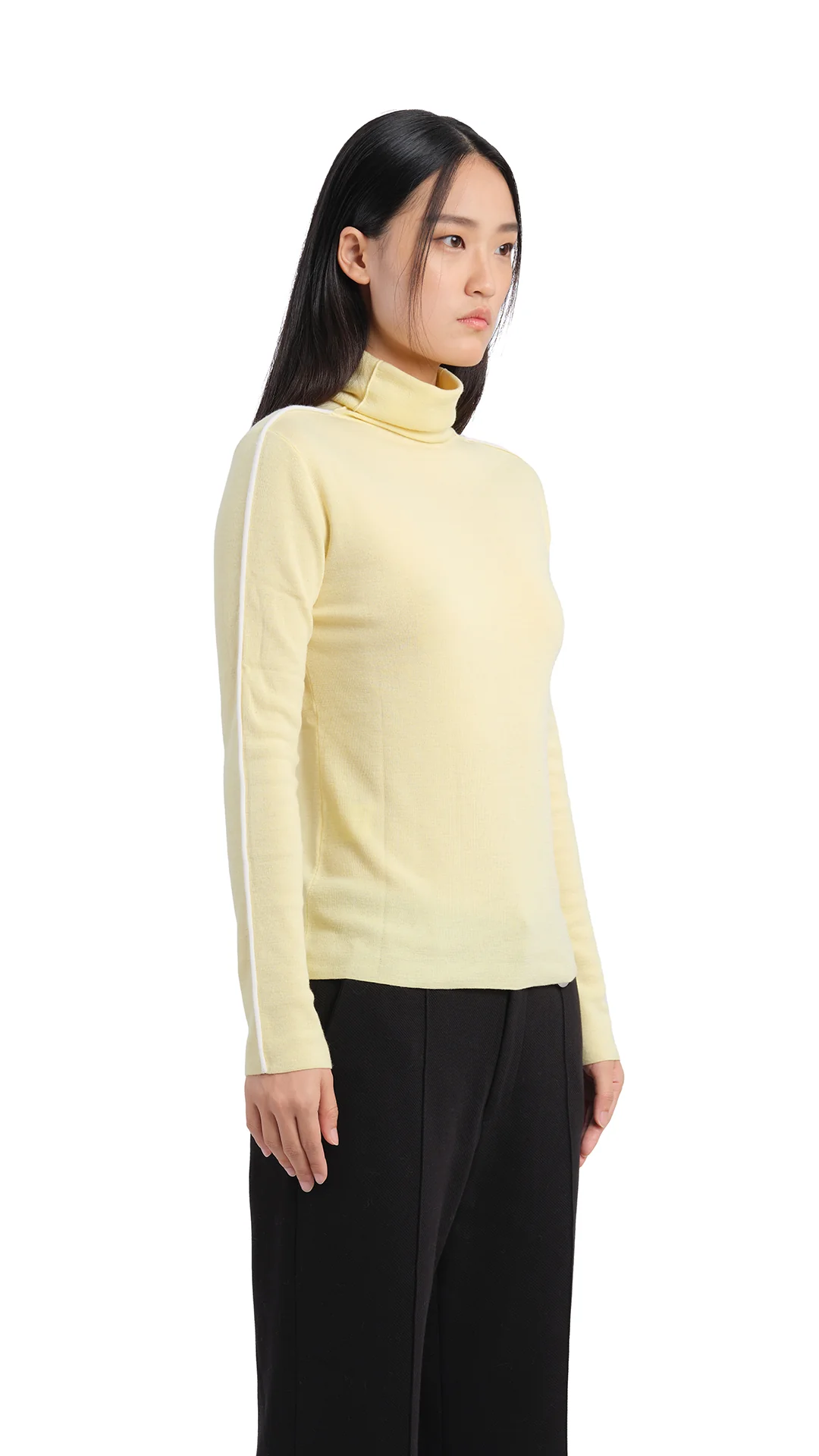 Contrast Trims Turtle Neck Top - Umamrii