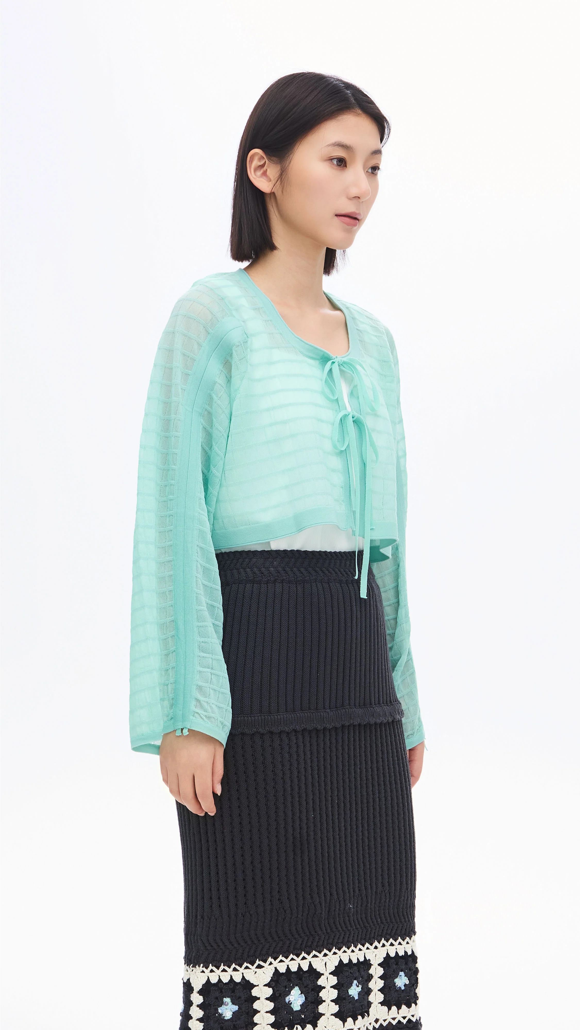 See-through Checker Cardigan - Umamrii