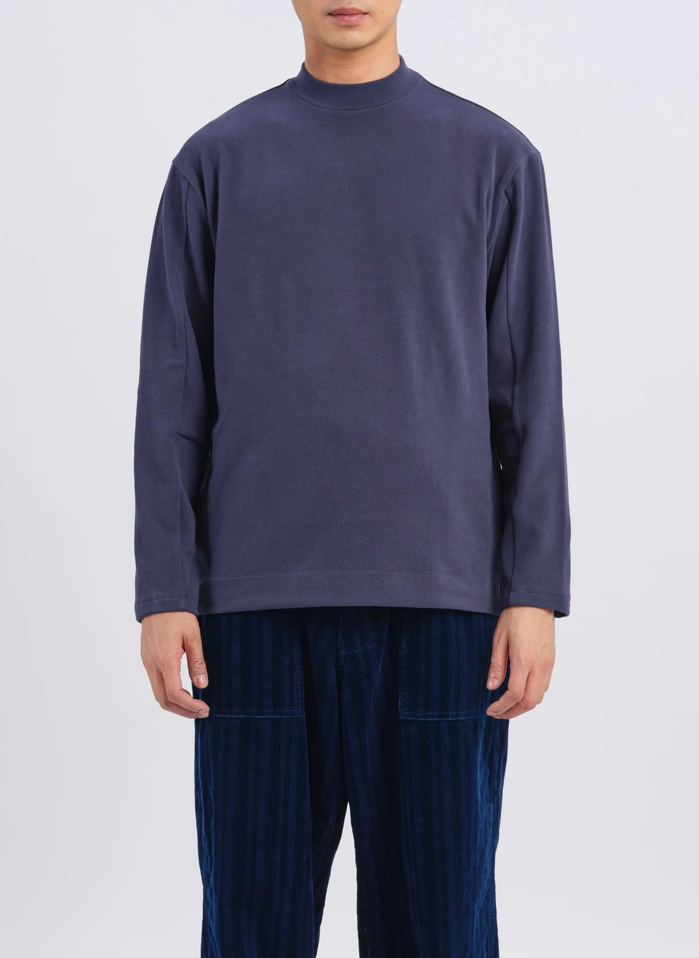 Polyester Velvet Fleece Mock Neck Top - Umamrii