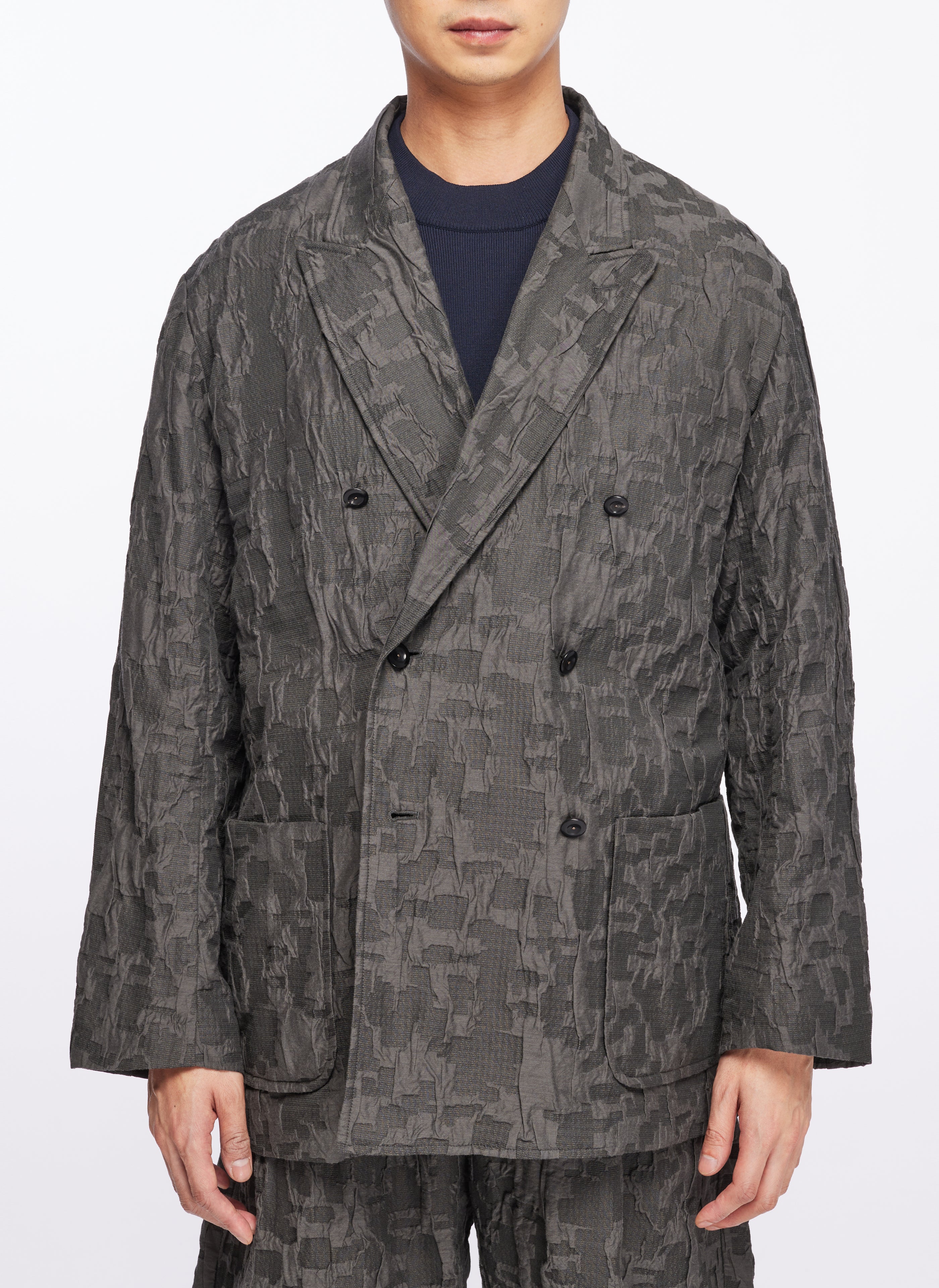 Jacquard Soft Double Breasted Blazer - Umamrii