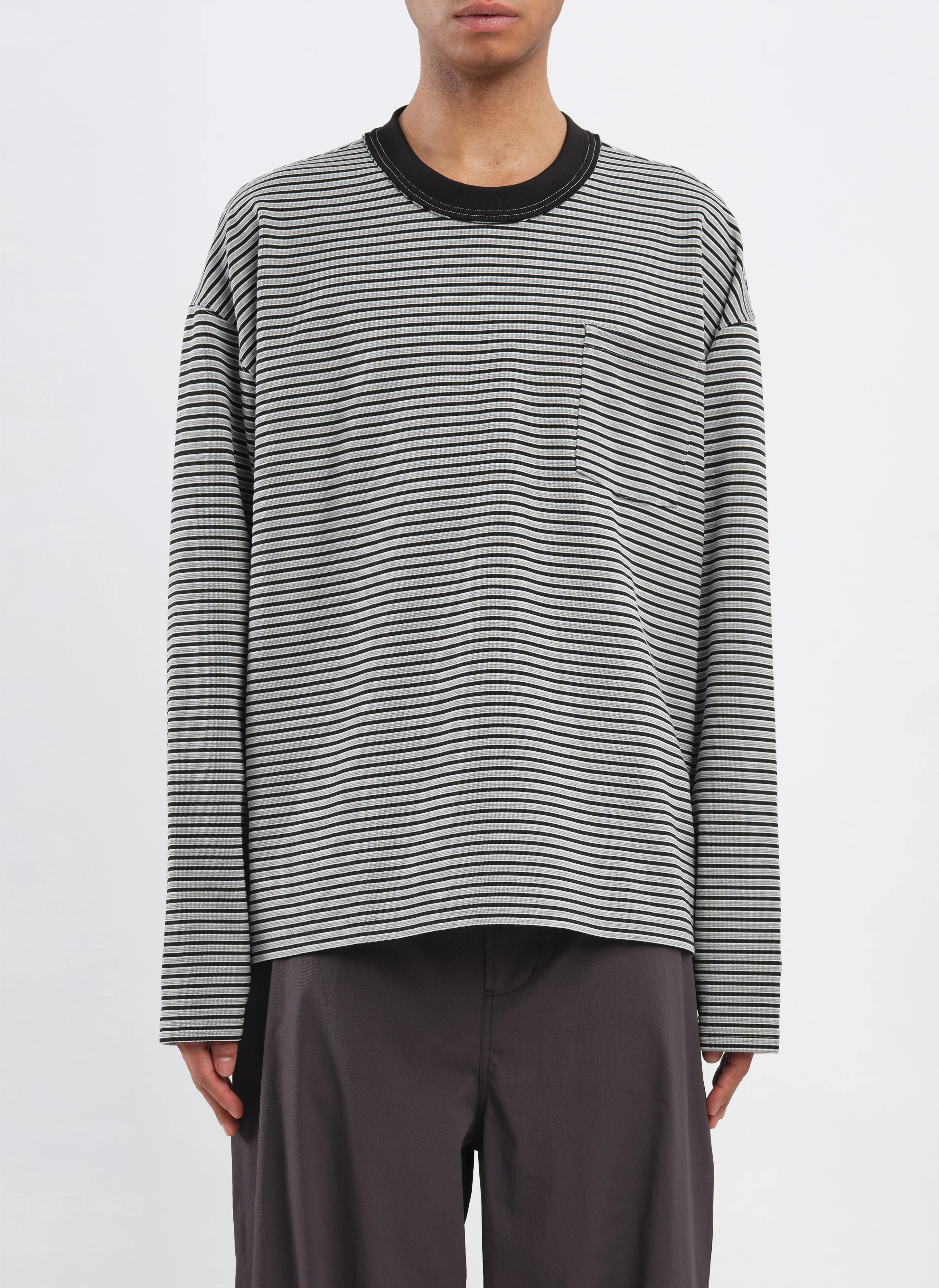 Jacquard Long Sleeves Border Top - Umamrii