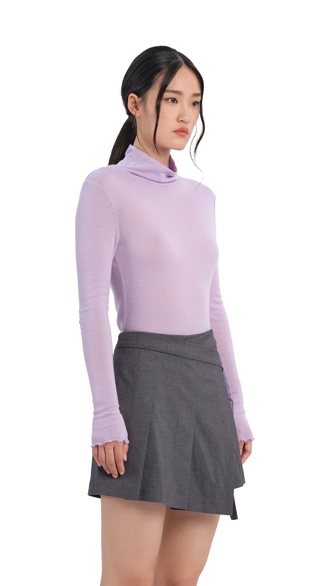 Mock-Neck Wool Tight Top - Umamrii