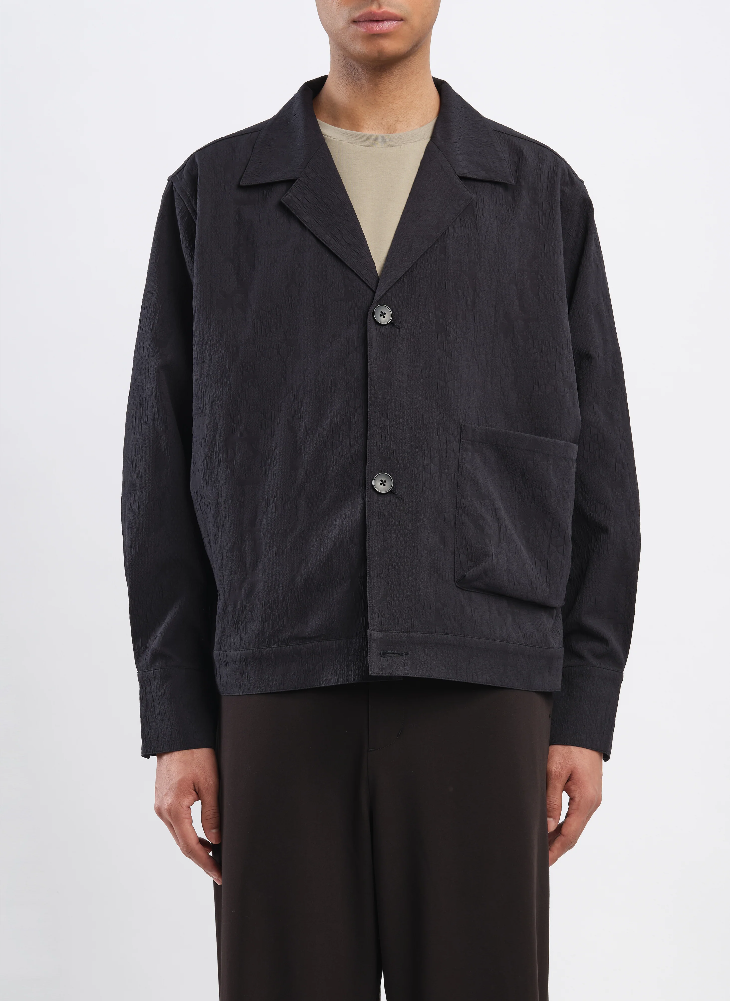 Rayon Polyester Nylon Sapndex Jacquard Soft Shirt Blouson - Umamrii