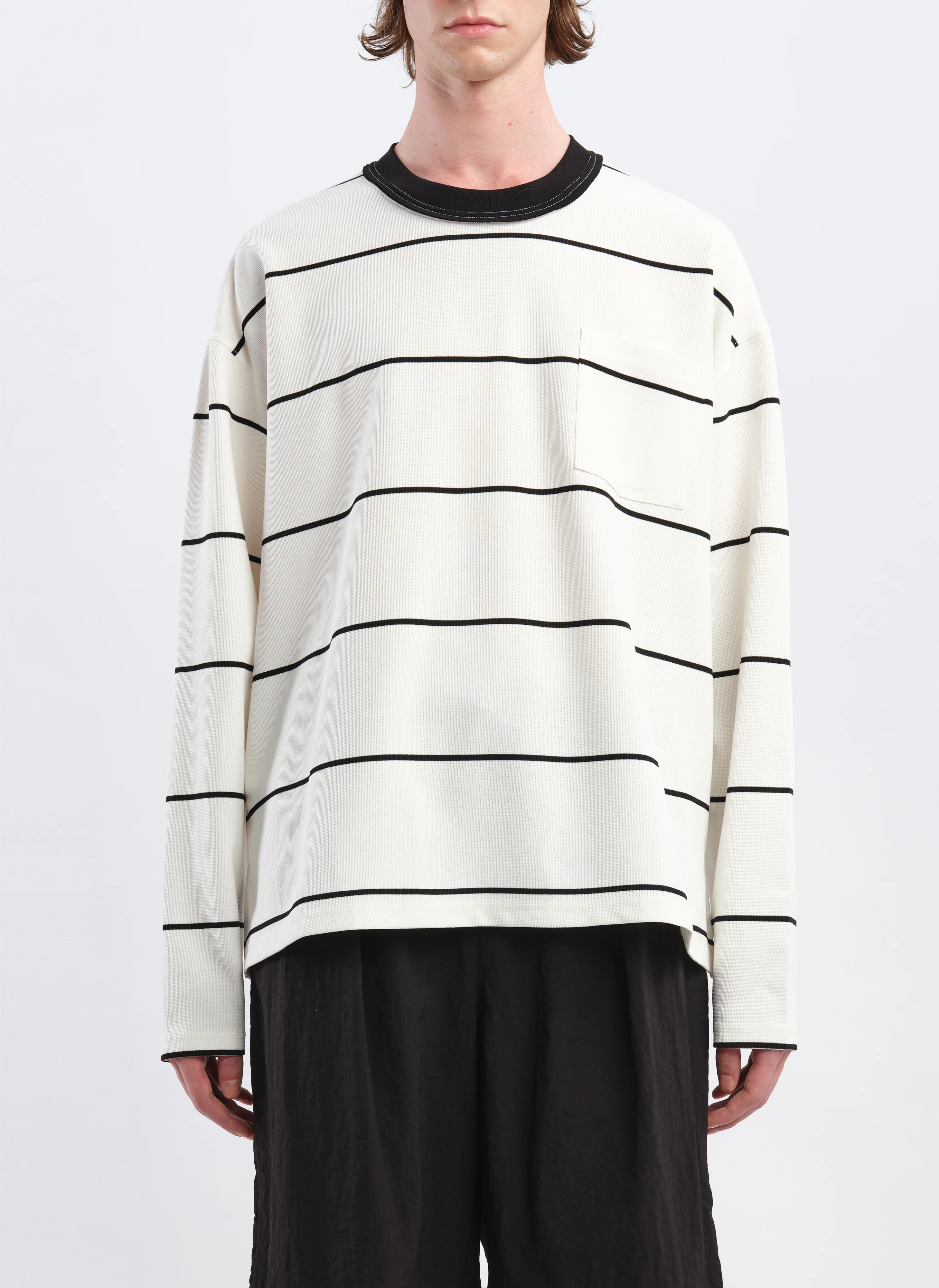 Jacquard Long Sleeves Border Top - Umamrii