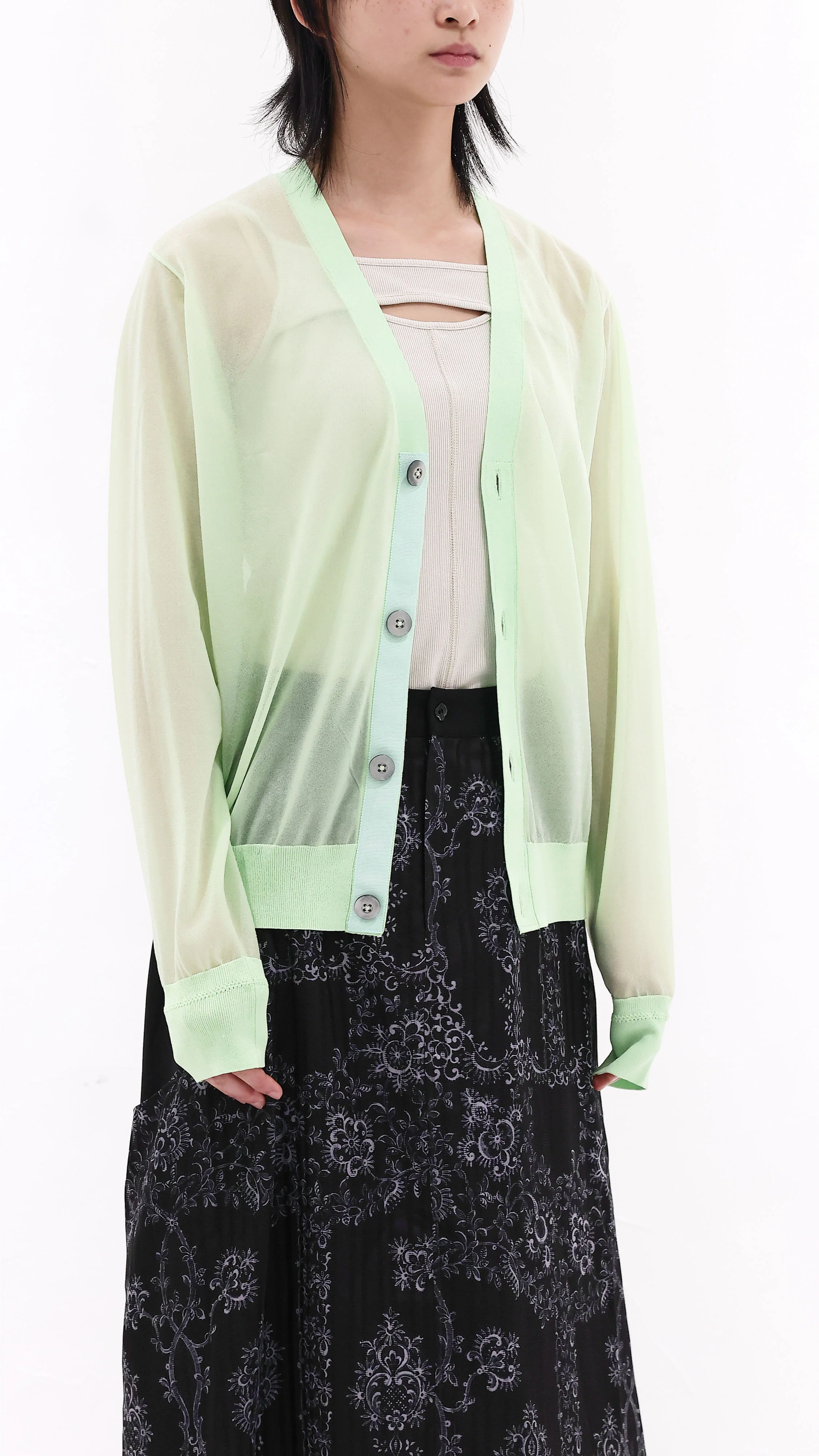 Cropped Sheer Cardigan - Umamrii