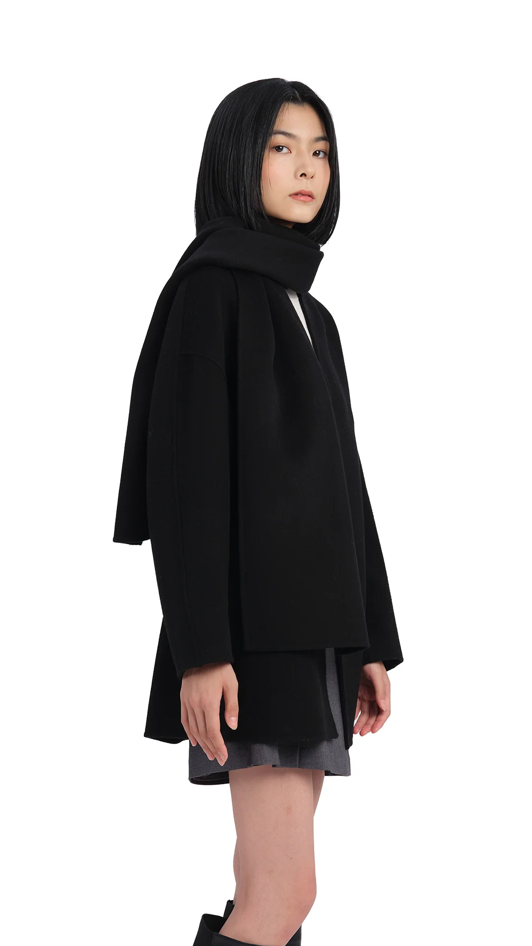 Double Face Jacket With Scarf - Umamrii