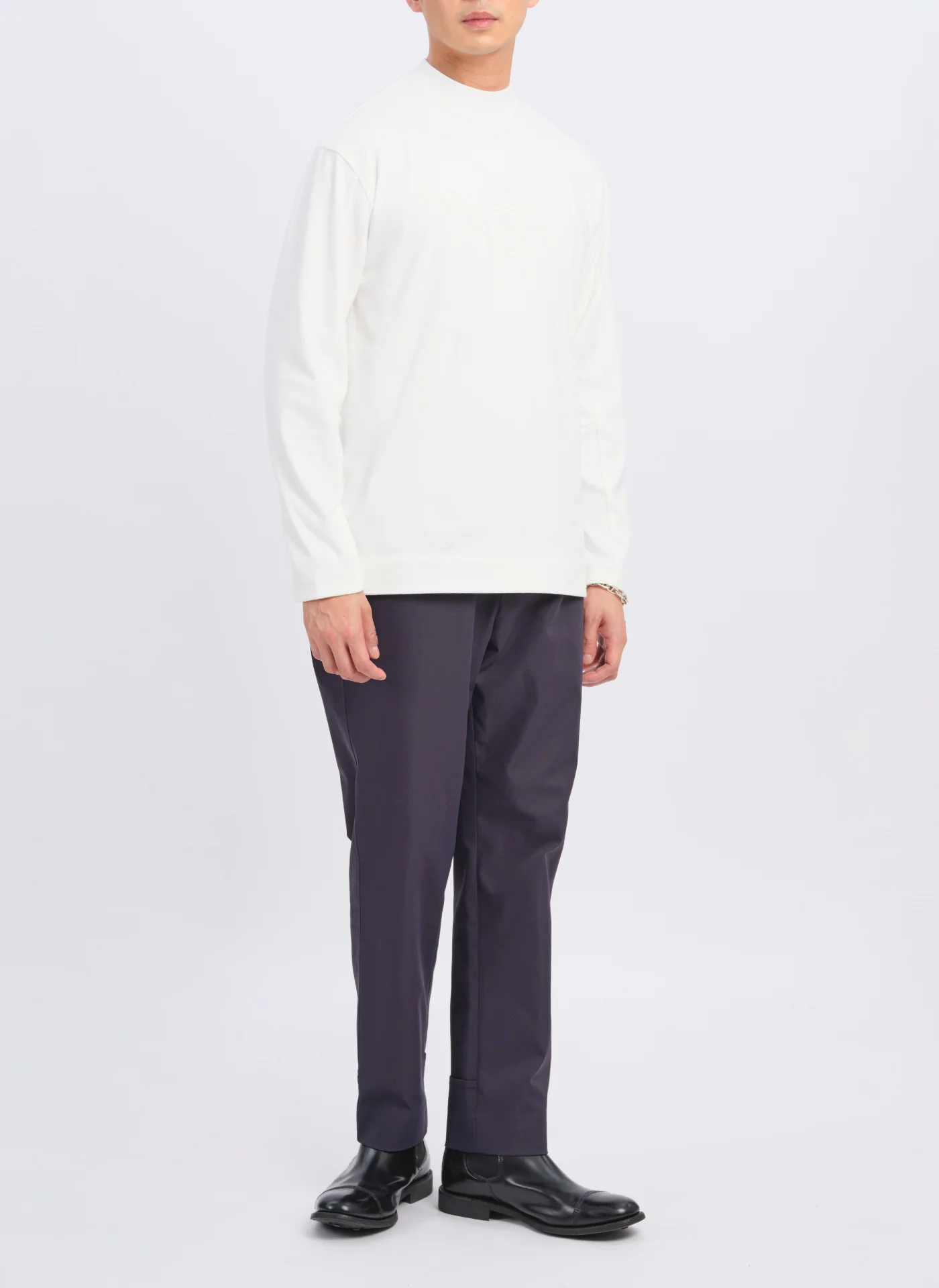 Mercerized Cotton Mock Neck Tee (T-05) - Umamrii