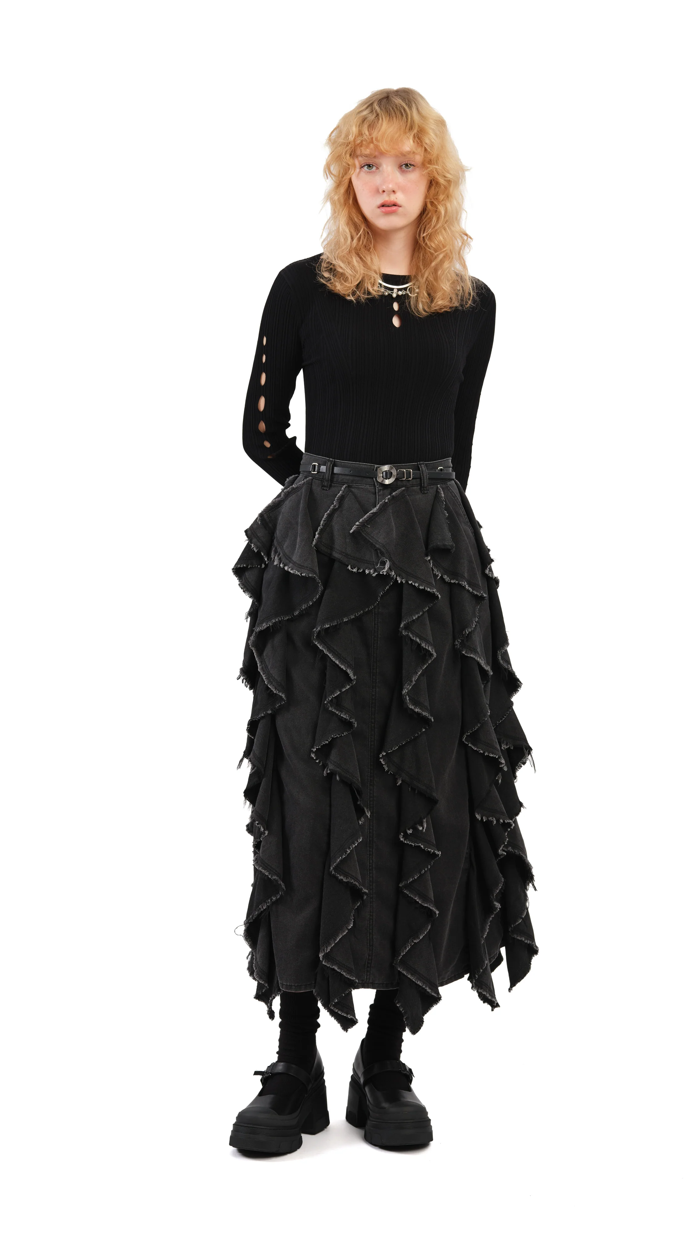 Ruffles Denim Skirt - Umamrii
