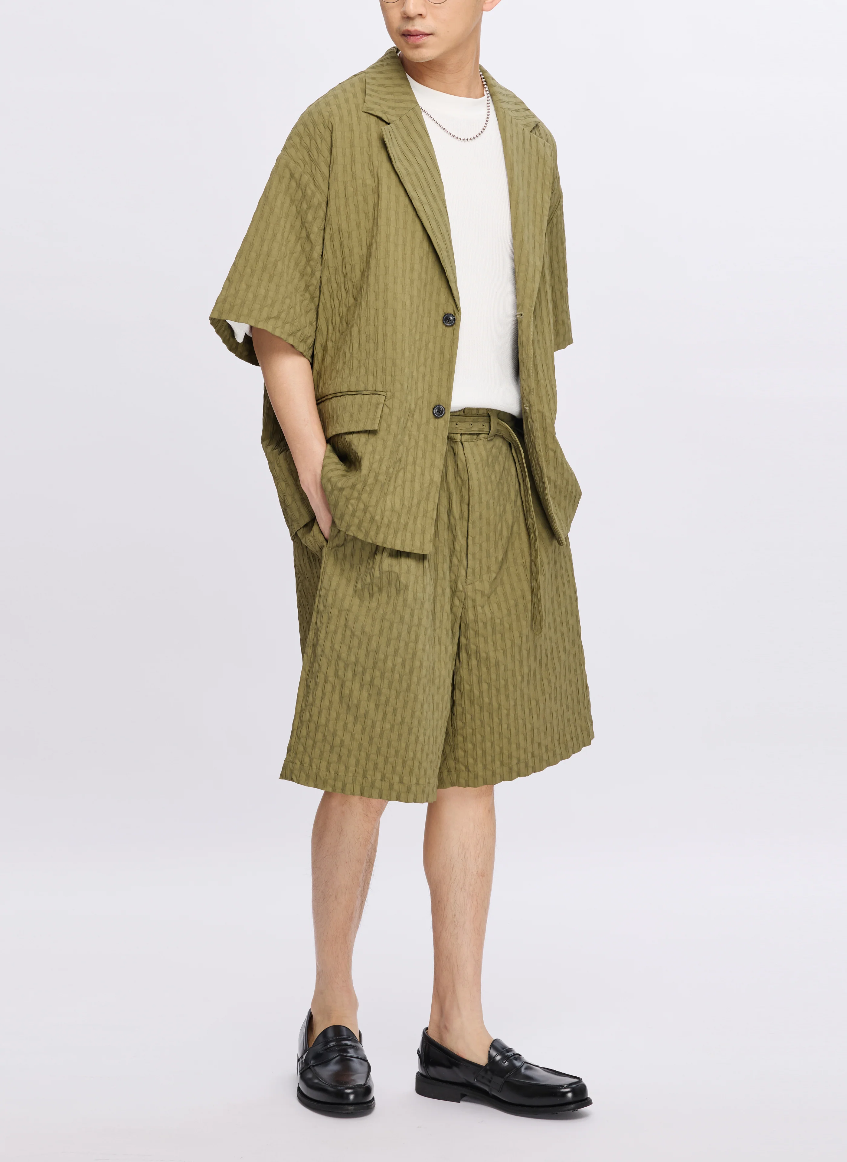 Nylon Spandex Jacquard Gurkha Shorts - Umamrii