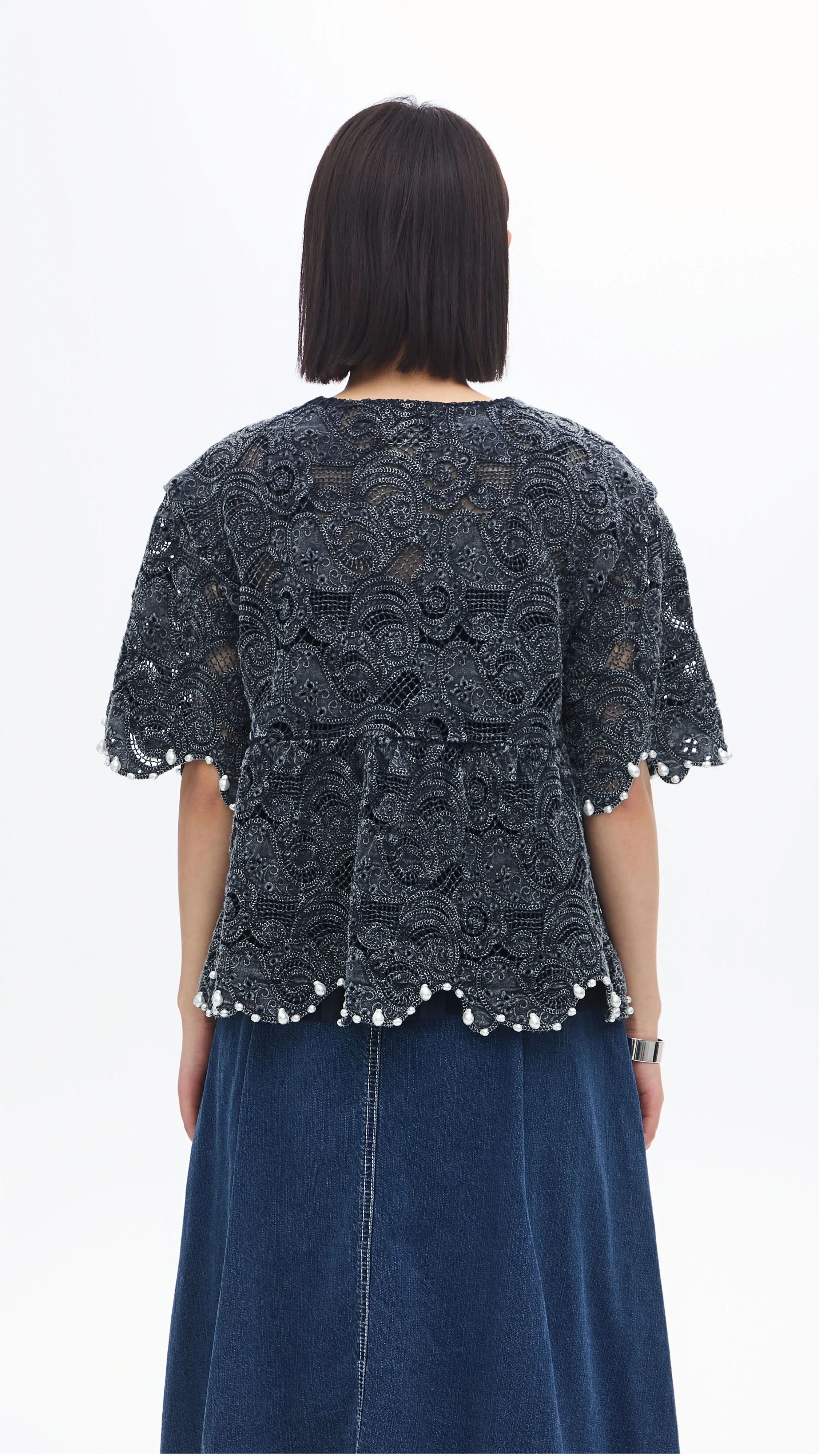 Cold Dye Lace Collarless Jacket - Umamrii