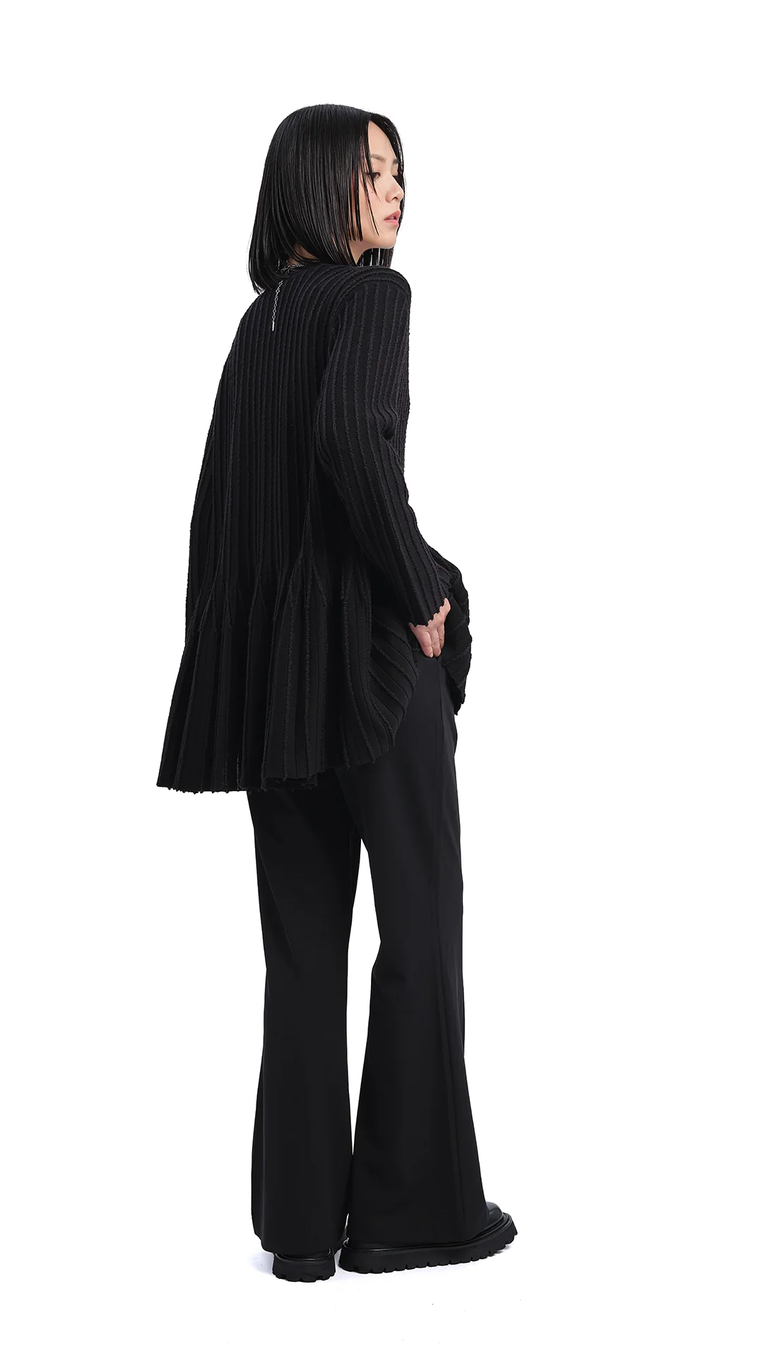 Oversized Flare-hem Cardigan - Umamrii