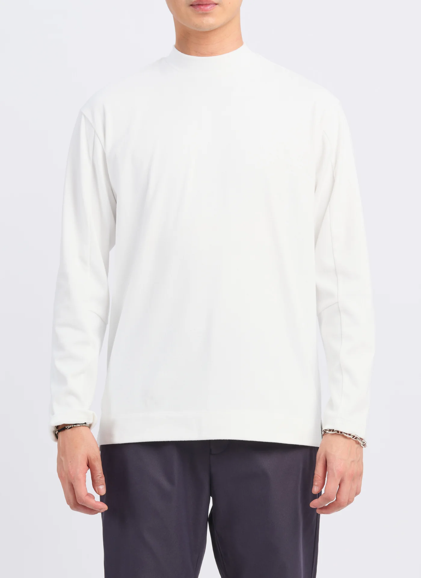 Mercerized Cotton Mock Neck Tee (T-05) - Umamrii