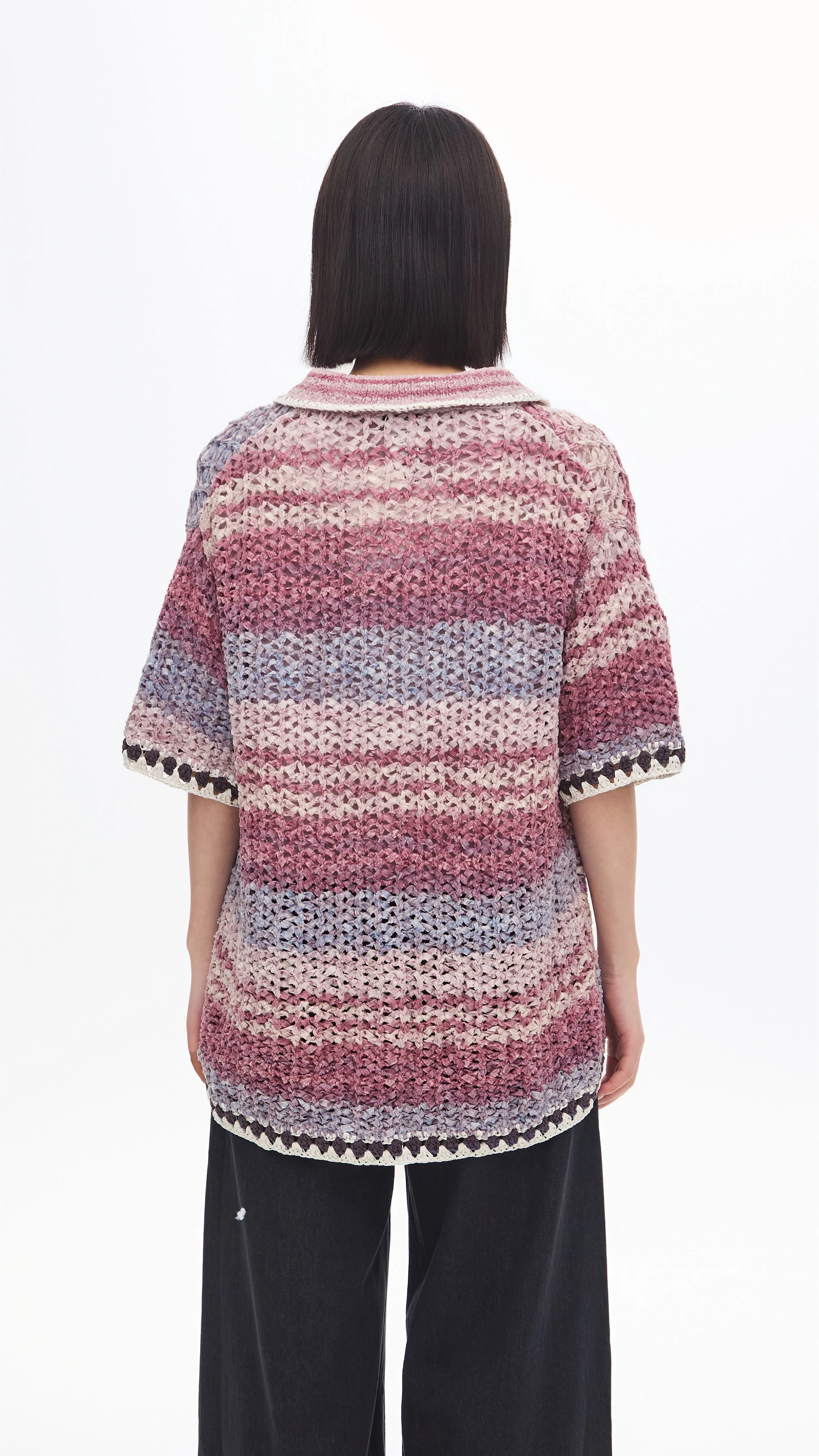 Knitted Space Dye Open Collar Cardigan - Umamrii