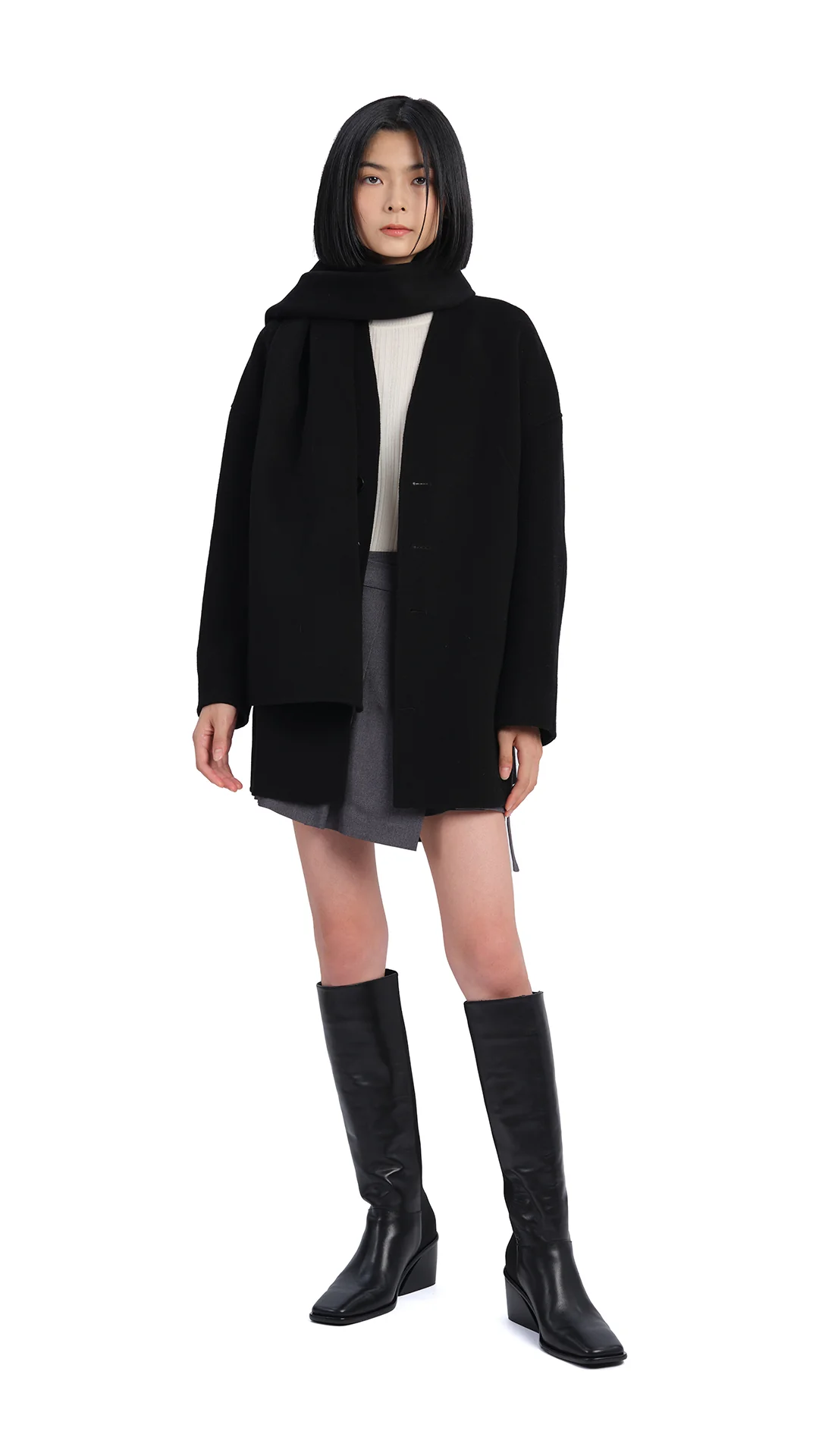 Double Face Jacket With Scarf - Umamrii