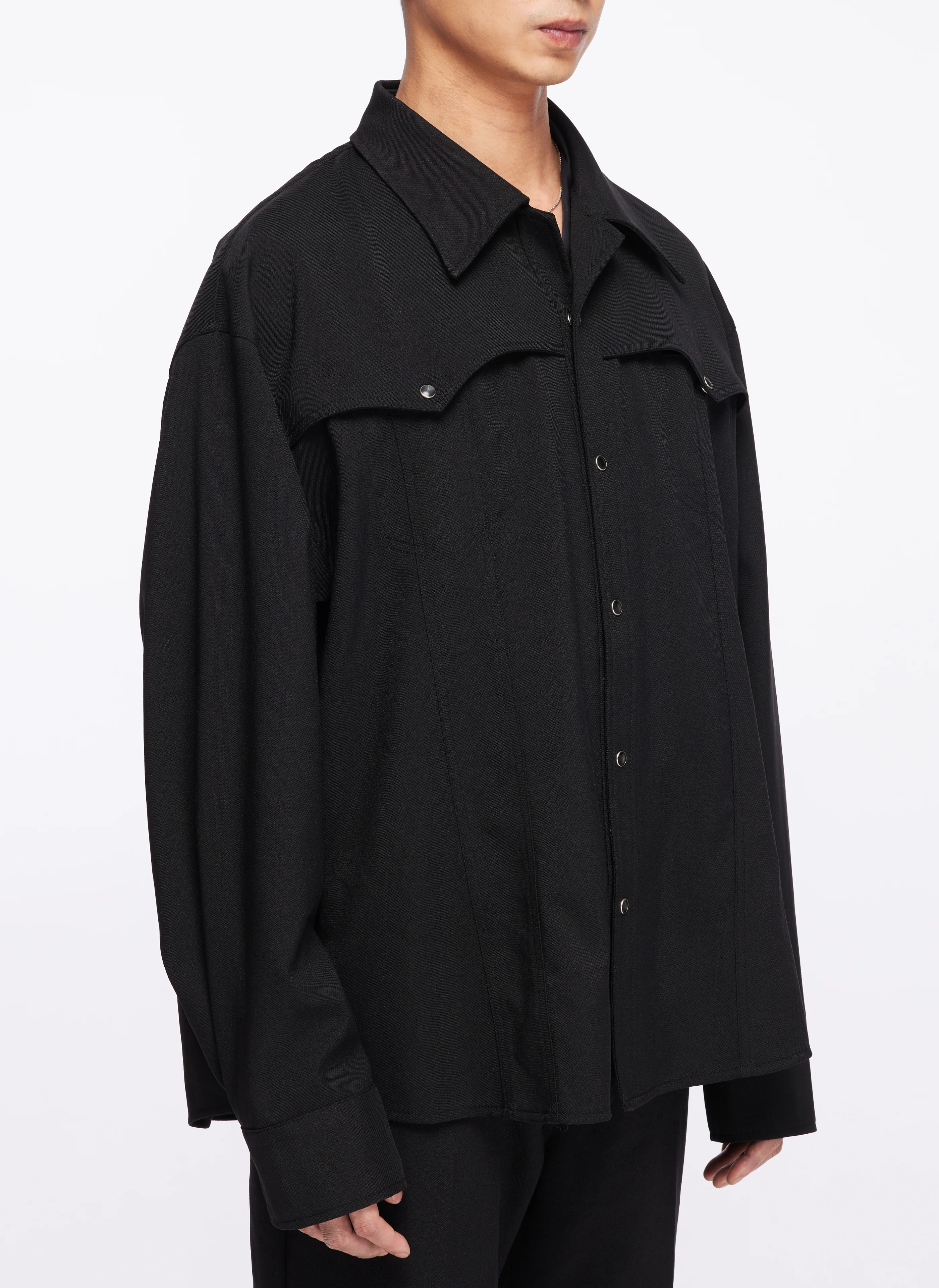 Wool Like Polyester Western Shirt Jacket - Umamrii