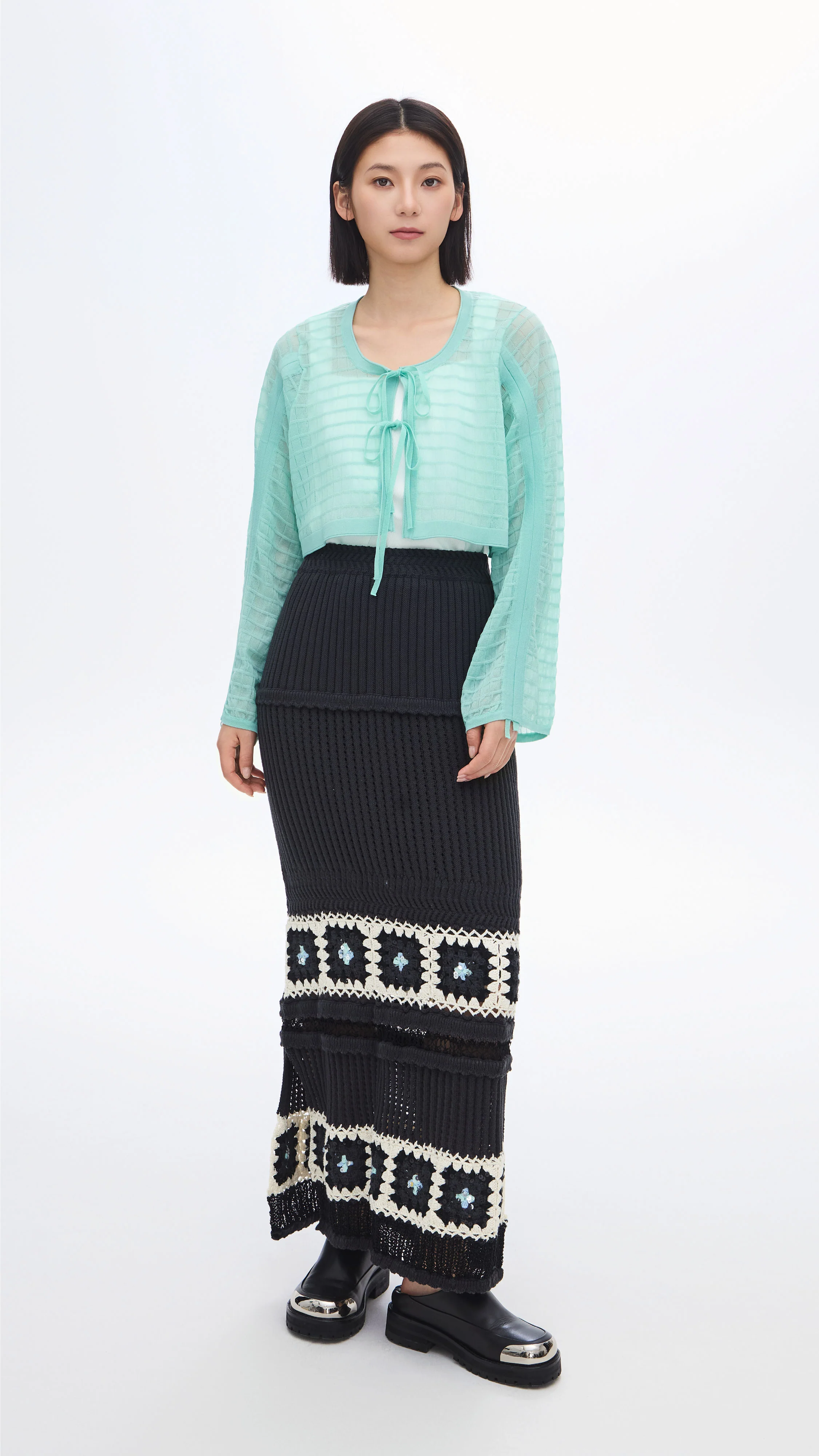 See-through Checker Cardigan - Umamrii