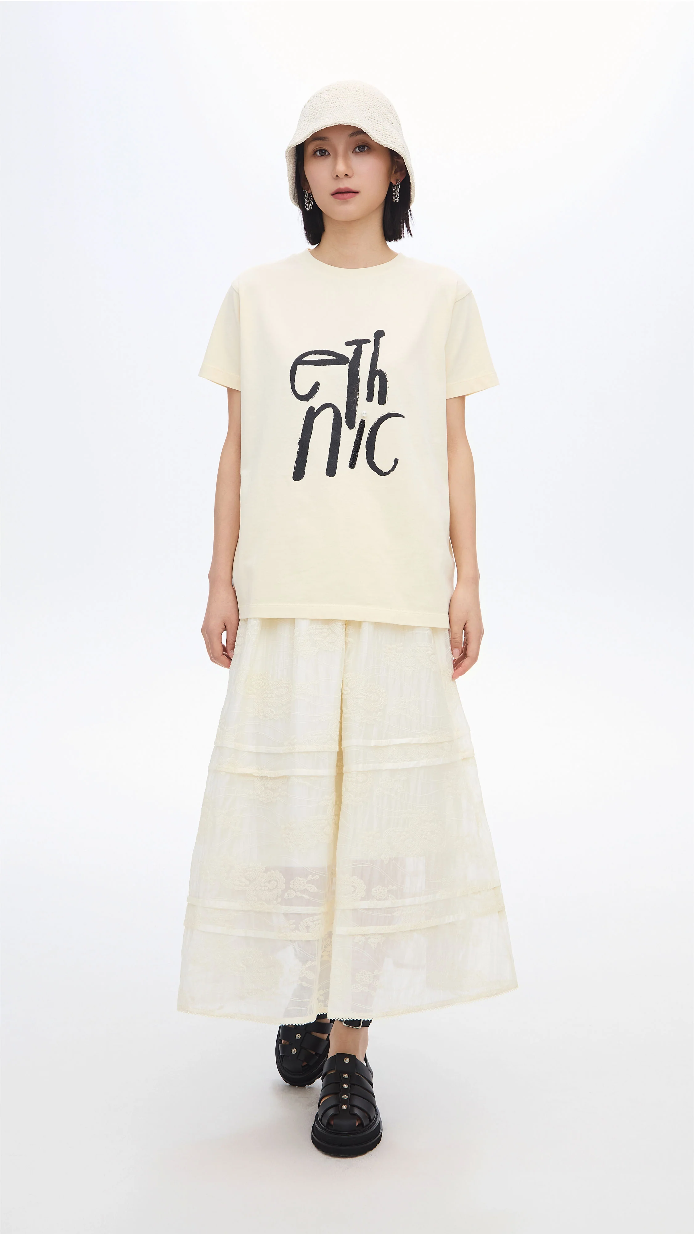 Garment-washed Wording Print Tee - Umamrii