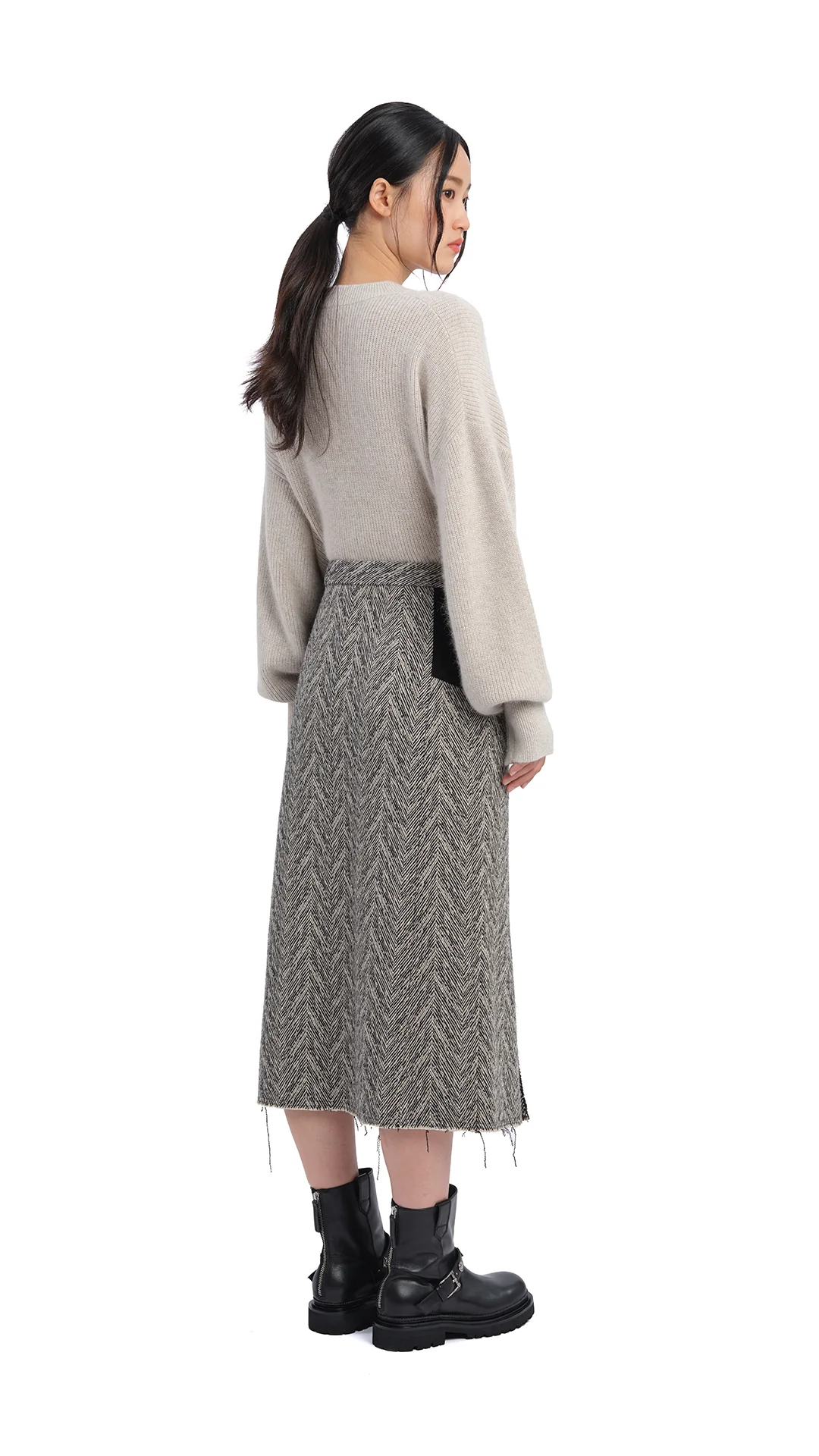 Herringbone Pencil Skirt - Umamrii