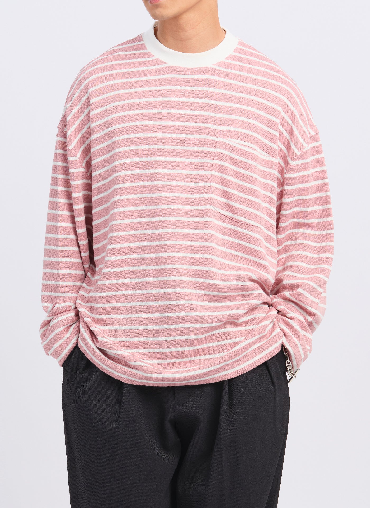 Jacquard Long Sleeves Border Top (T-06) - Umamrii