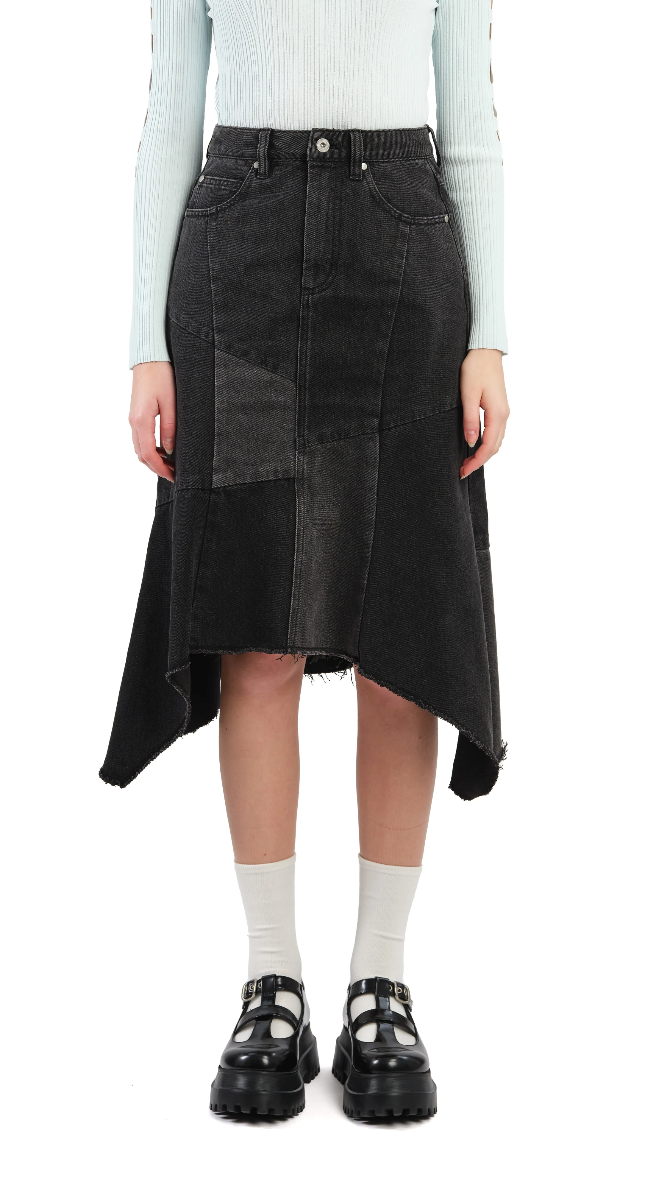 Rebuilt Denim Fishtail Skirt - Umamrii
