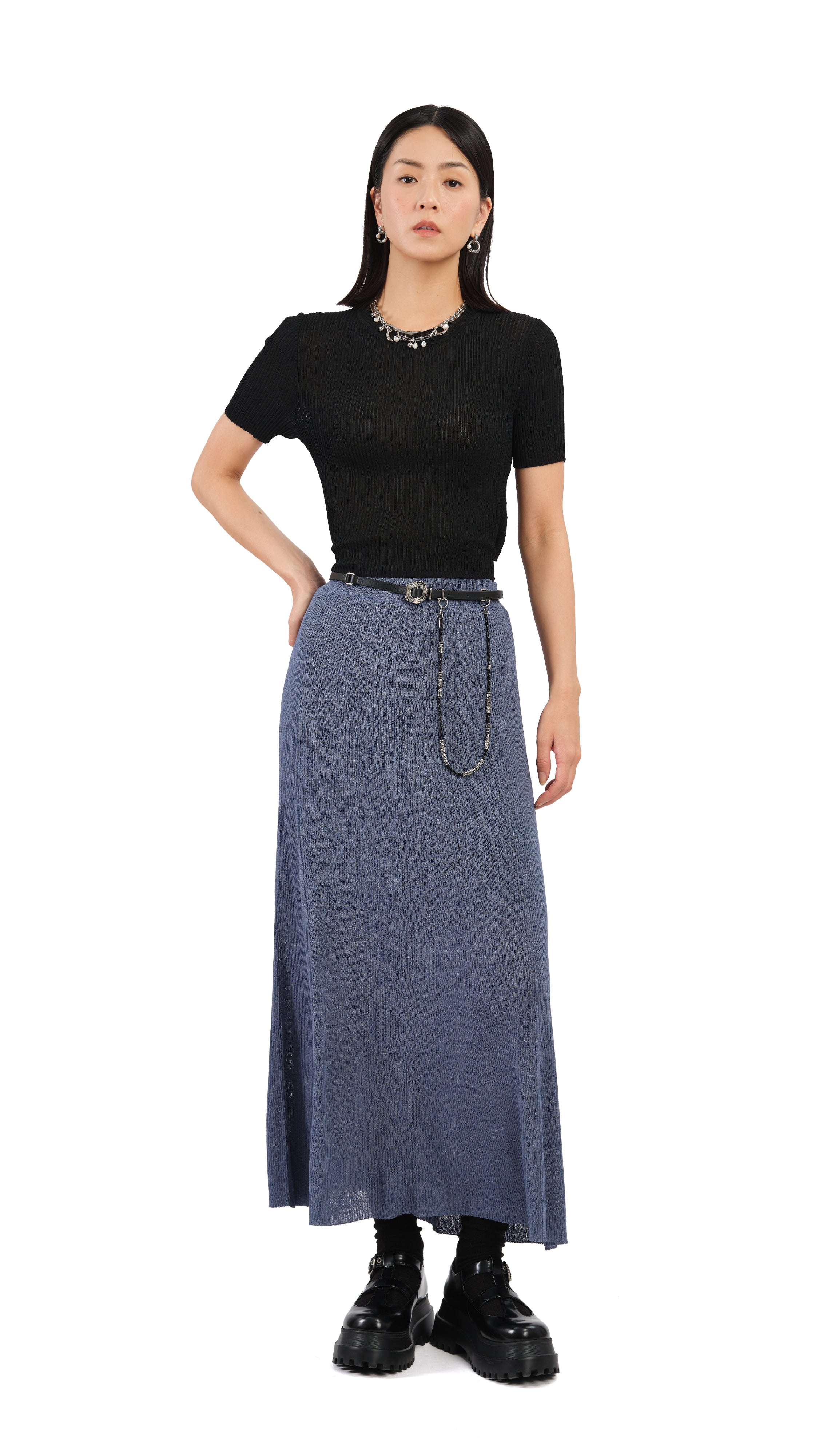 Short Sleeves Tie-Waist Sweater - Umamrii