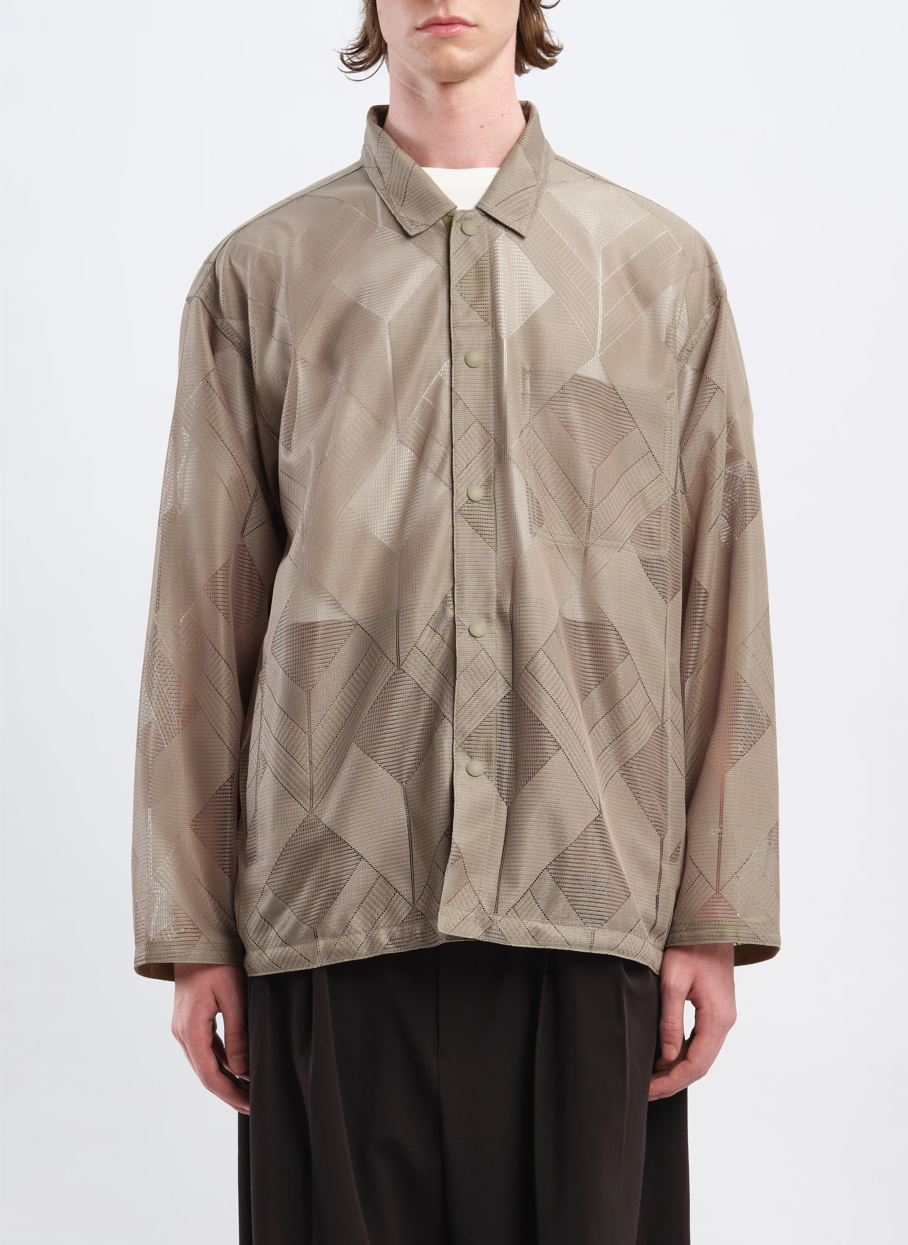 Polyester Geometric Jacquard Coach Jacket - Umamrii