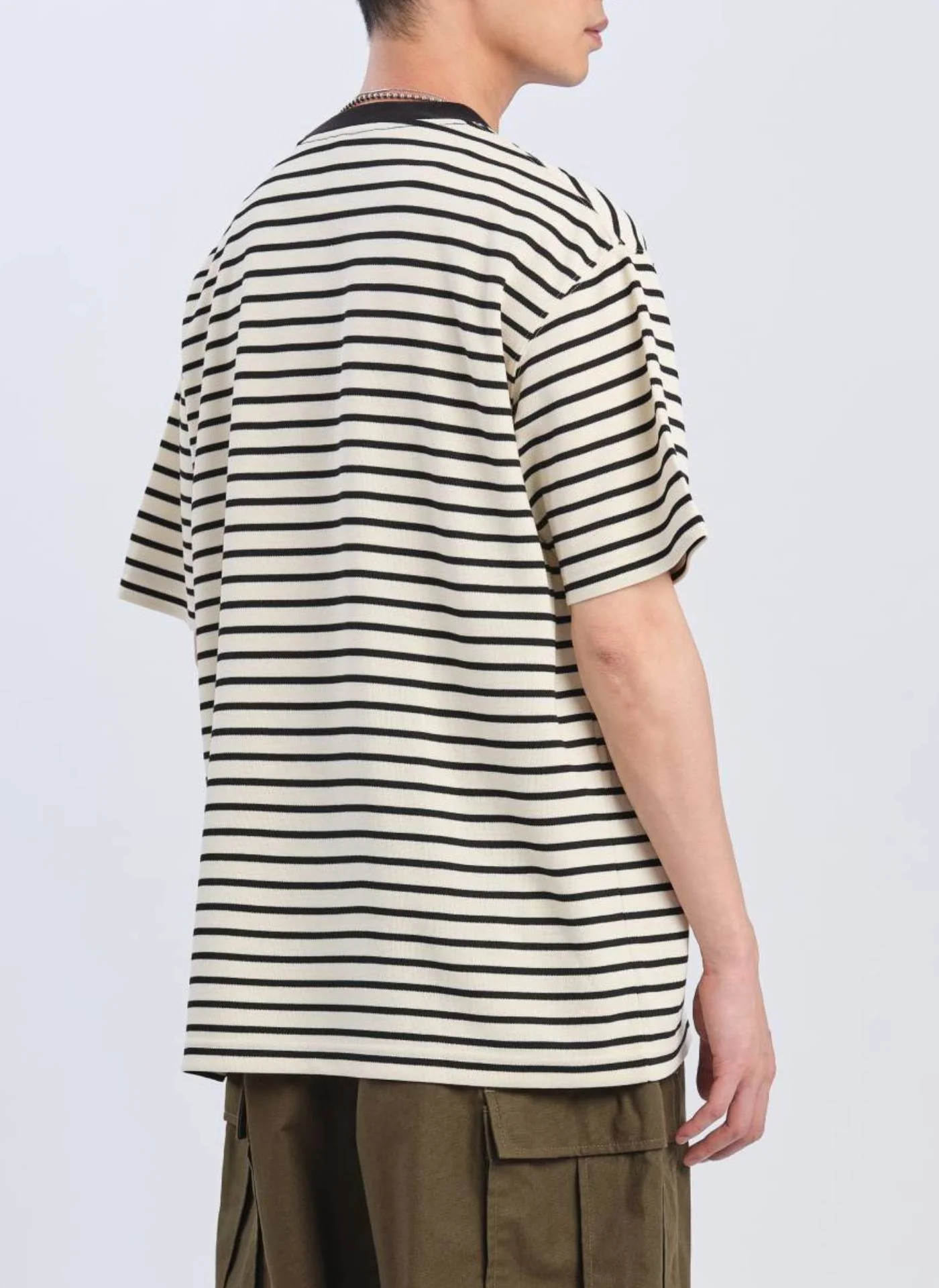 Jacquard Short Sleeves Border Top (T03) - Umamrii