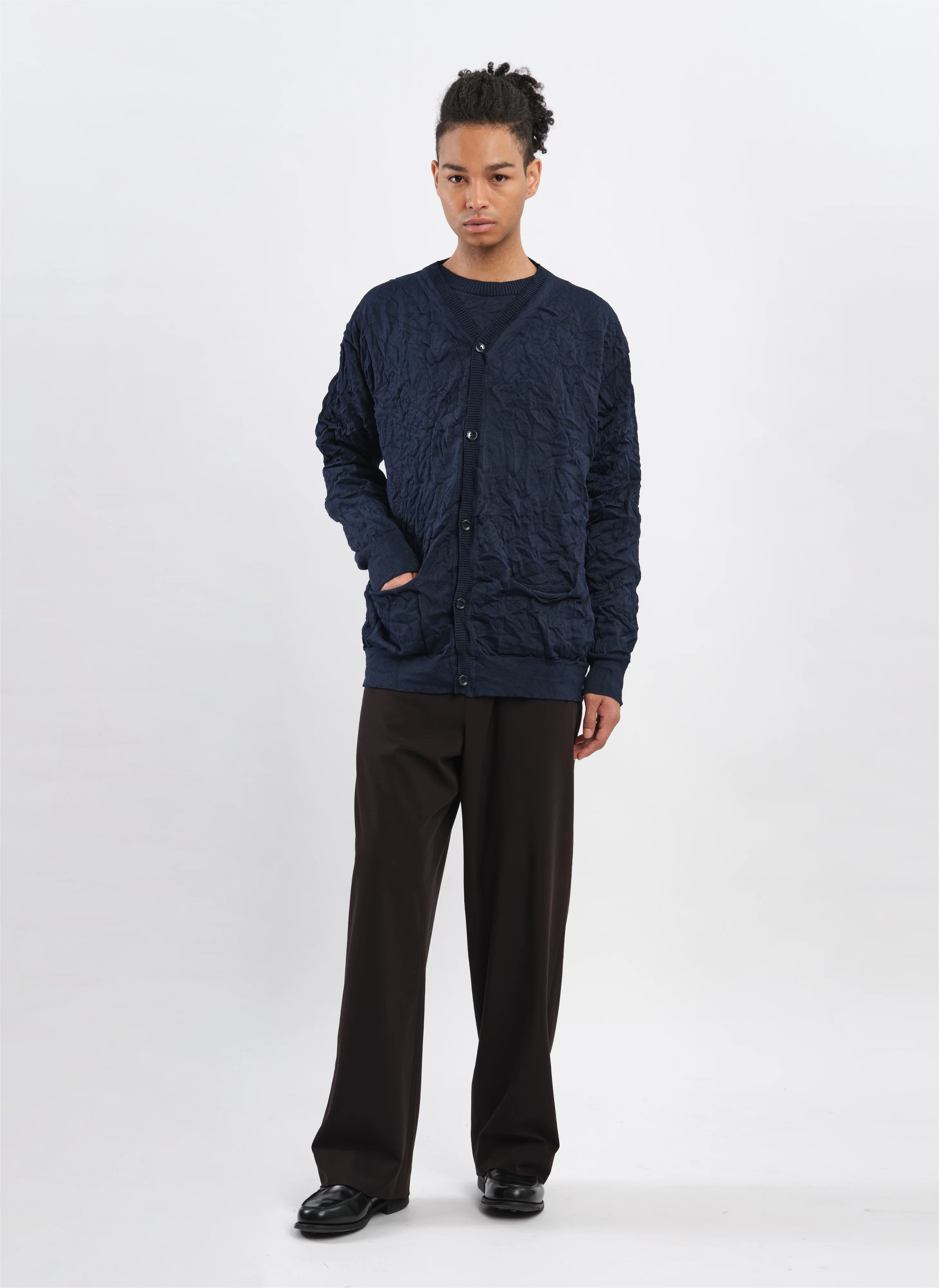 Wrinkle Polyester Dry Knit Cardigan - Umamrii