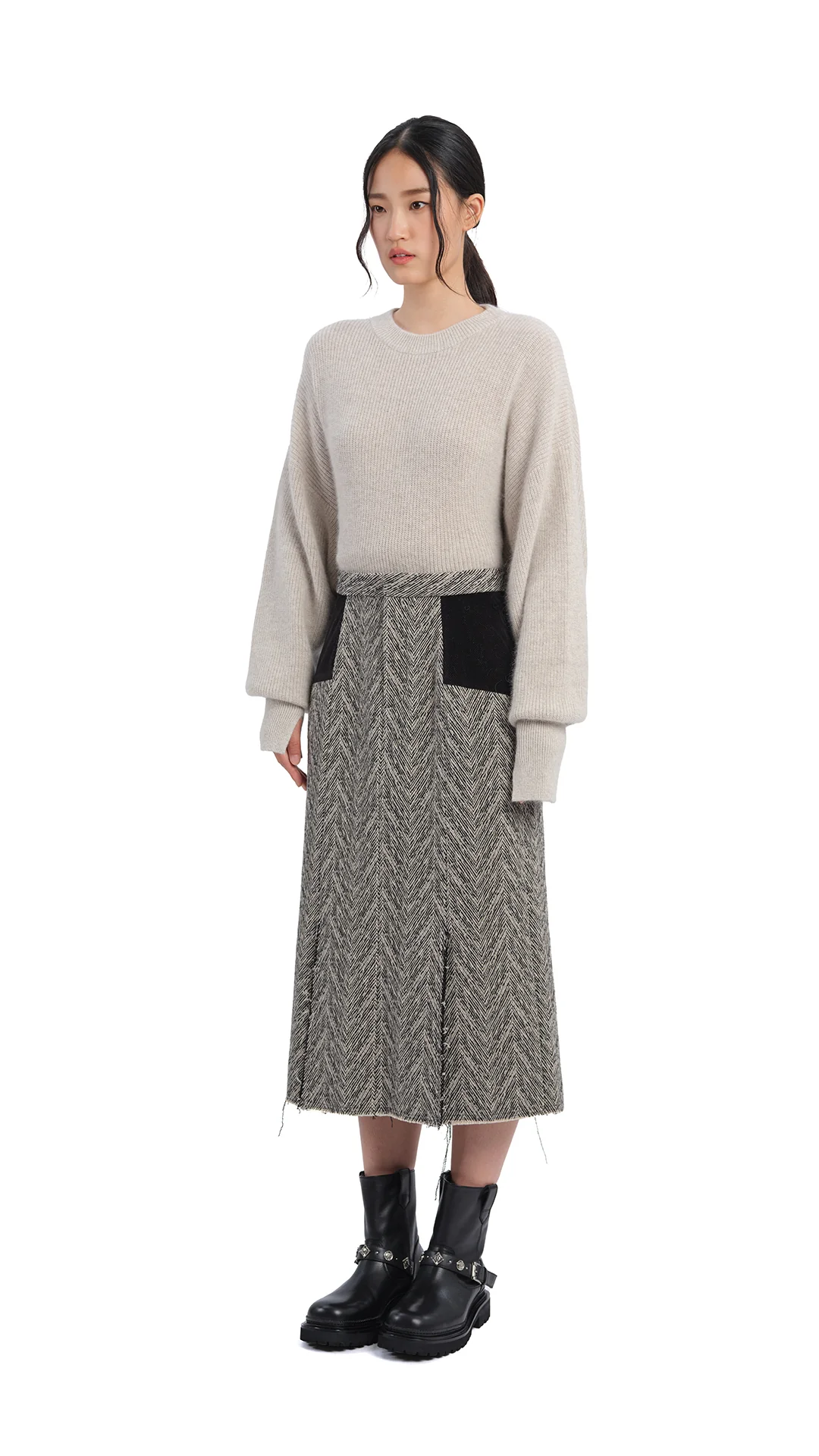 Herringbone Pencil Skirt - Umamrii