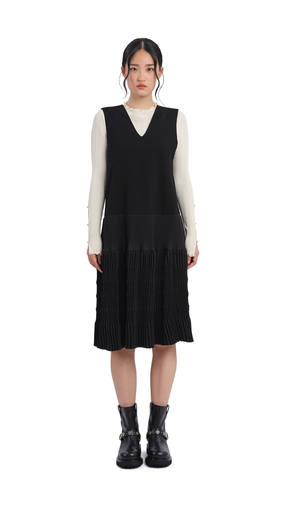 Olive Pleated Dress - Umamrii
