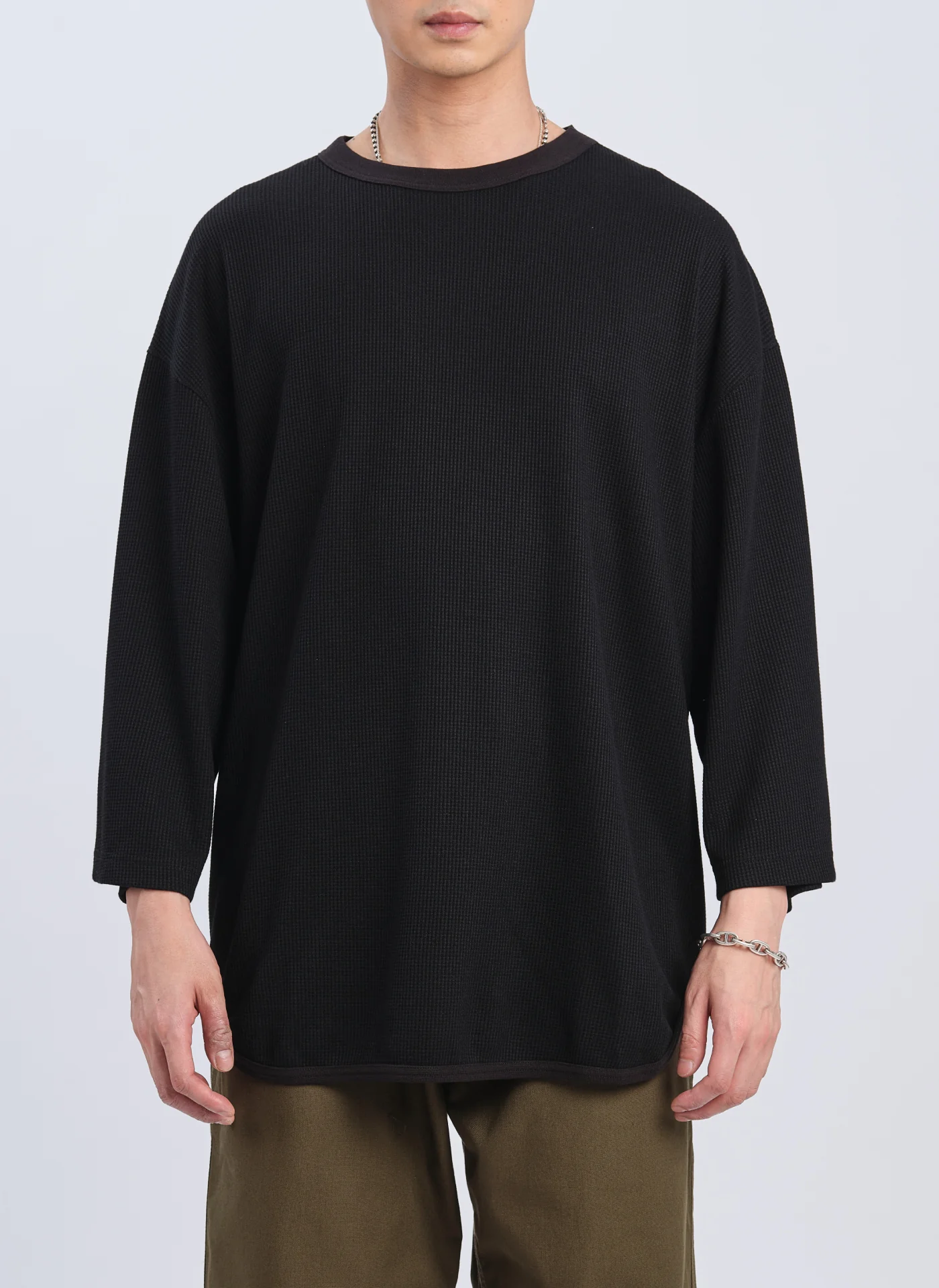 240G Cotton Polyester Waffle Long Sleeve Baseball Top - Umamrii