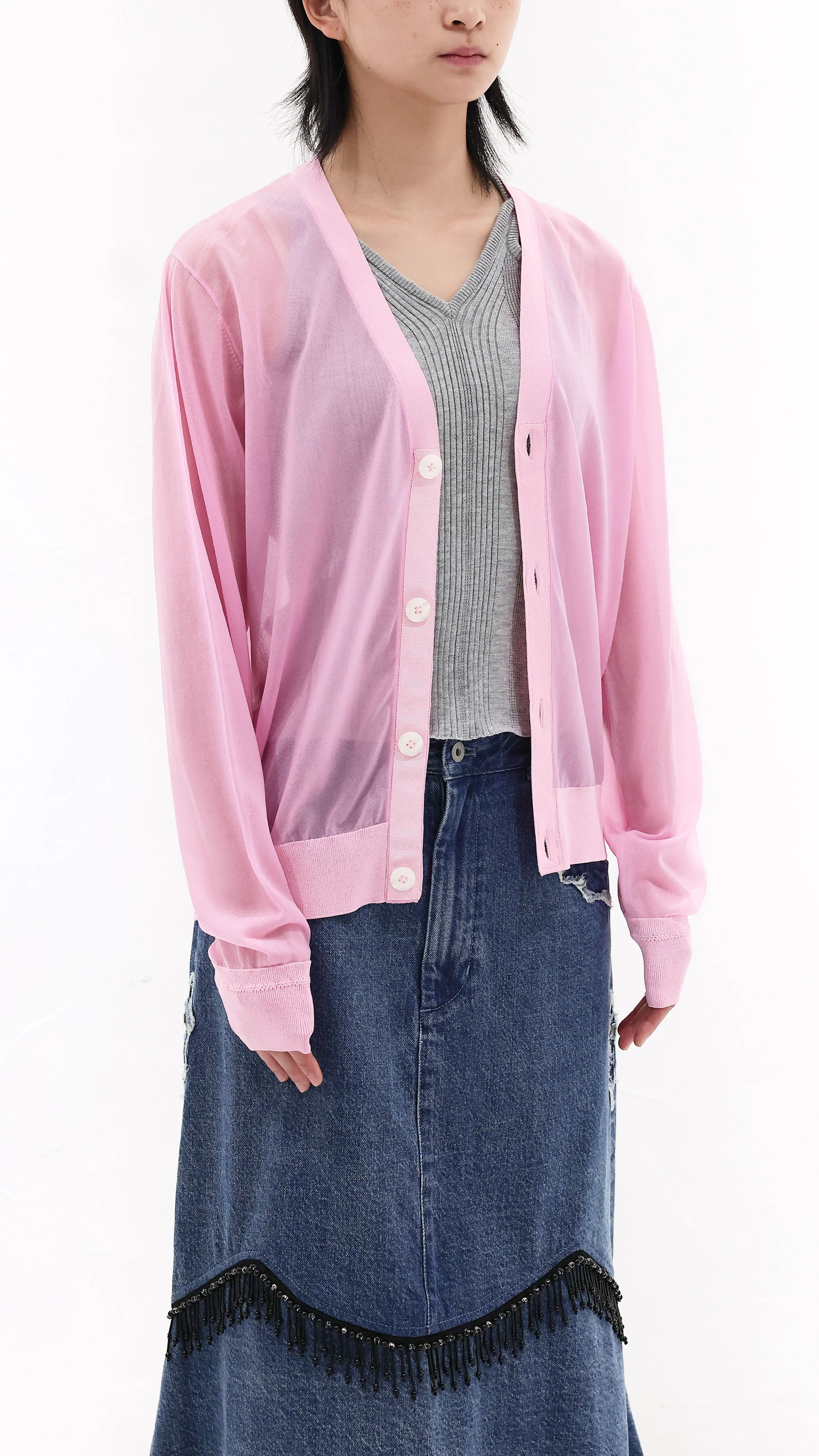 Cropped Sheer Cardigan - Umamrii