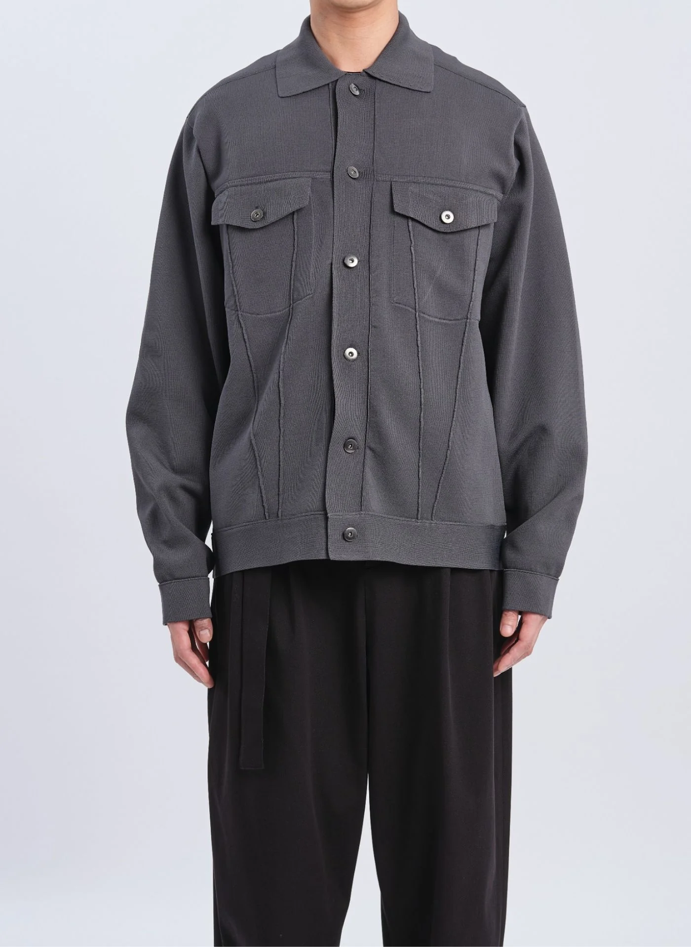 Polyester Business Knit Trucker Jacket - Umamrii