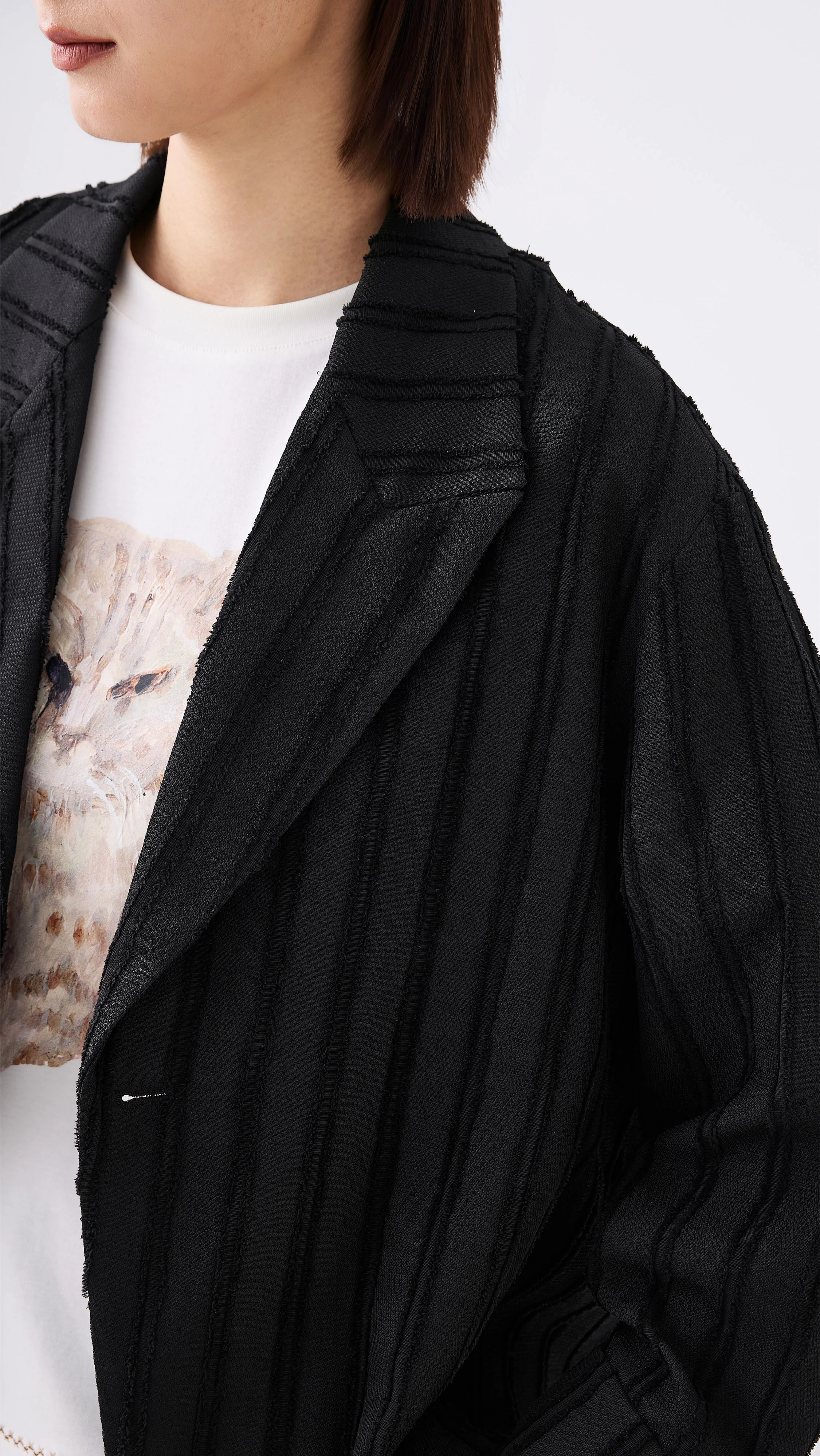 Stripe Jacquard Crop Blazer - Umamrii